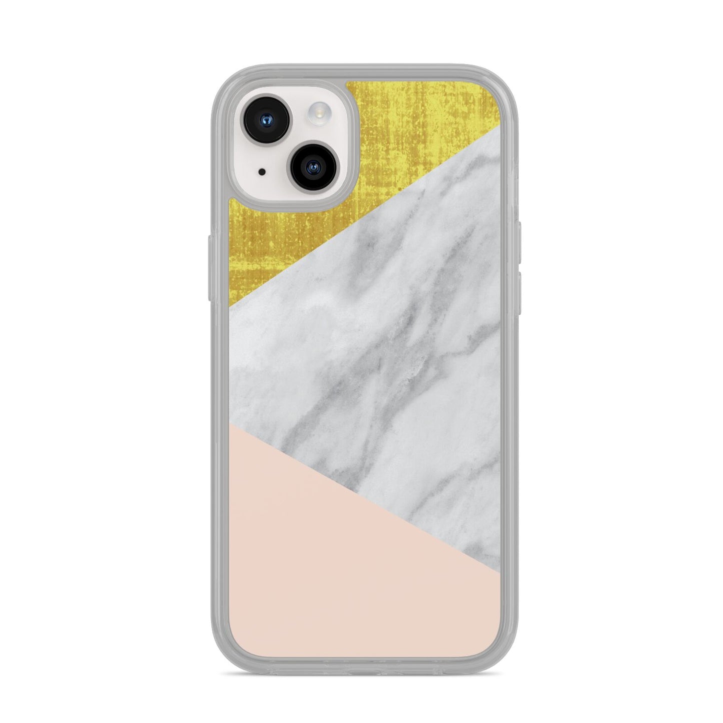 Marble White Gold Foil Peach iPhone 14 Plus Clear Tough Case Starlight