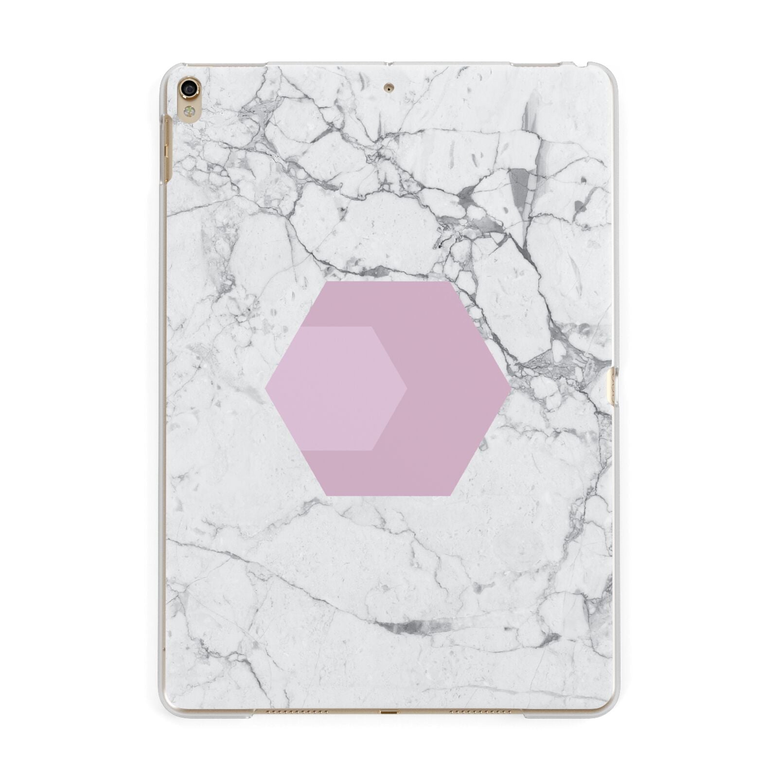 Marble White Grey Carrara Apple iPad Gold Case