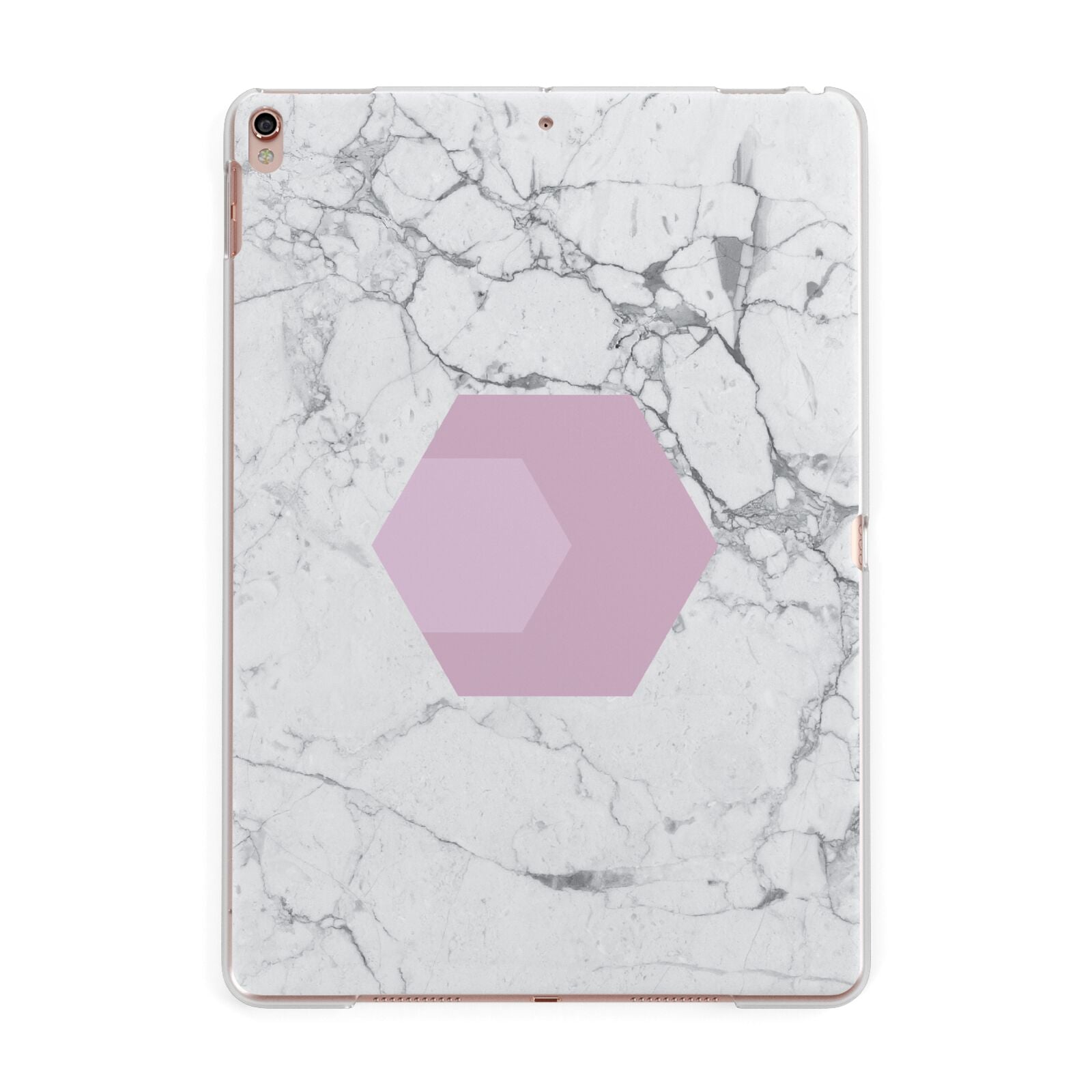 Marble White Grey Carrara Apple iPad Rose Gold Case