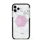 Marble White Grey Carrara Apple iPhone 11 Pro in Silver with Black Impact Case