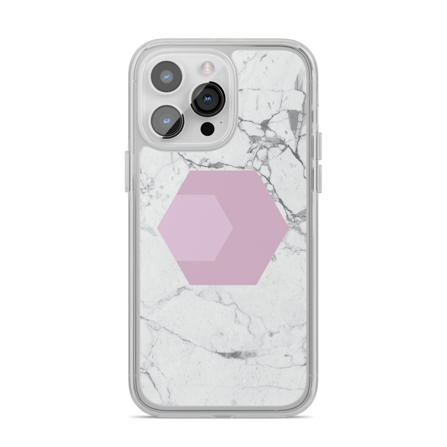 Marble White Grey Carrara iPhone 14 Pro Max Clear Tough Case Silver