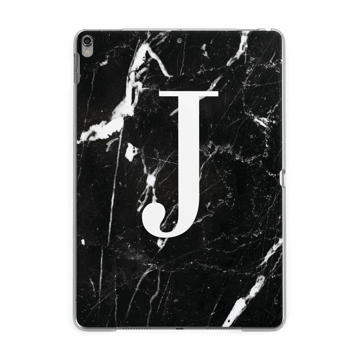 Marble White Initial Personalised Apple iPad Grey Case