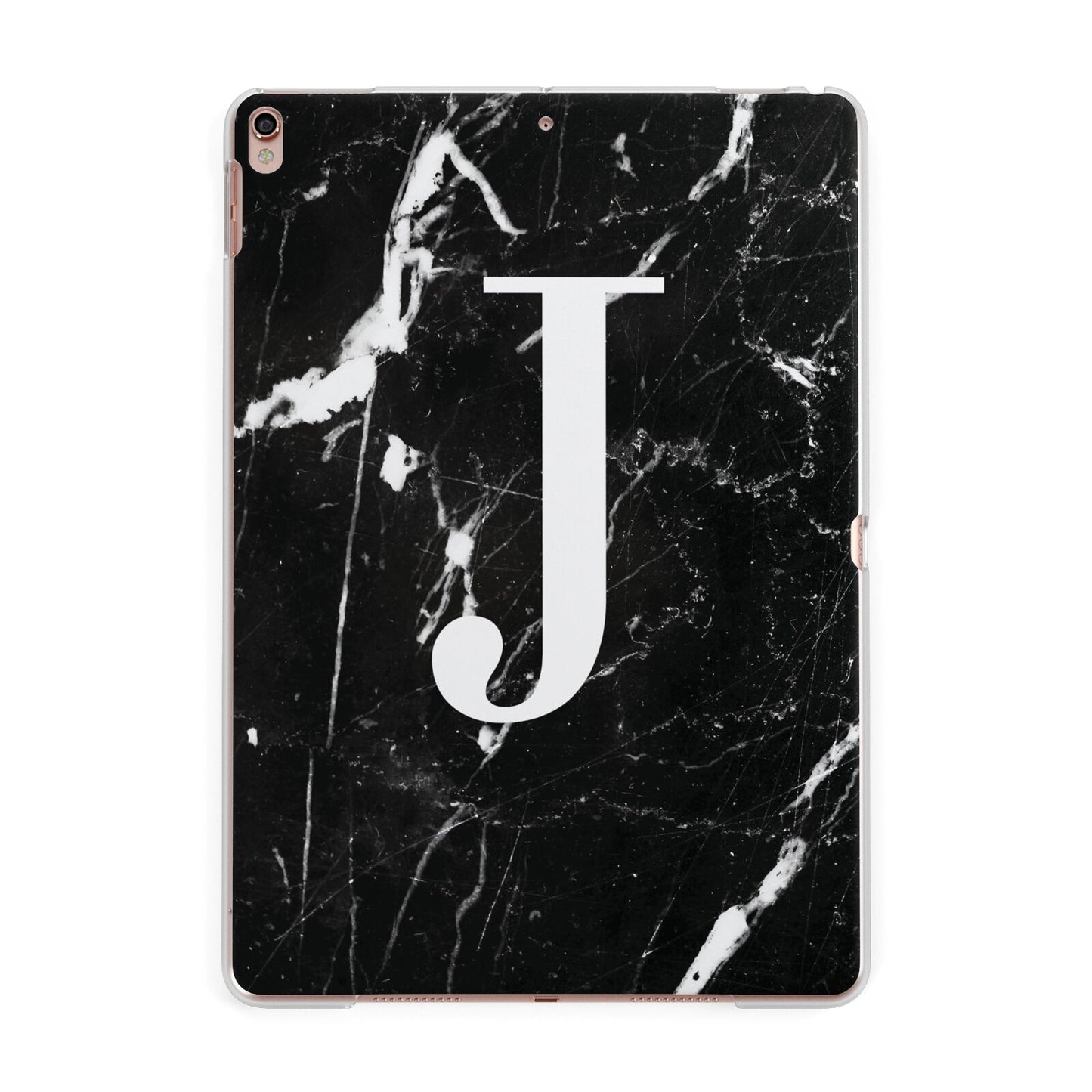 Marble White Initial Personalised Apple iPad Rose Gold Case