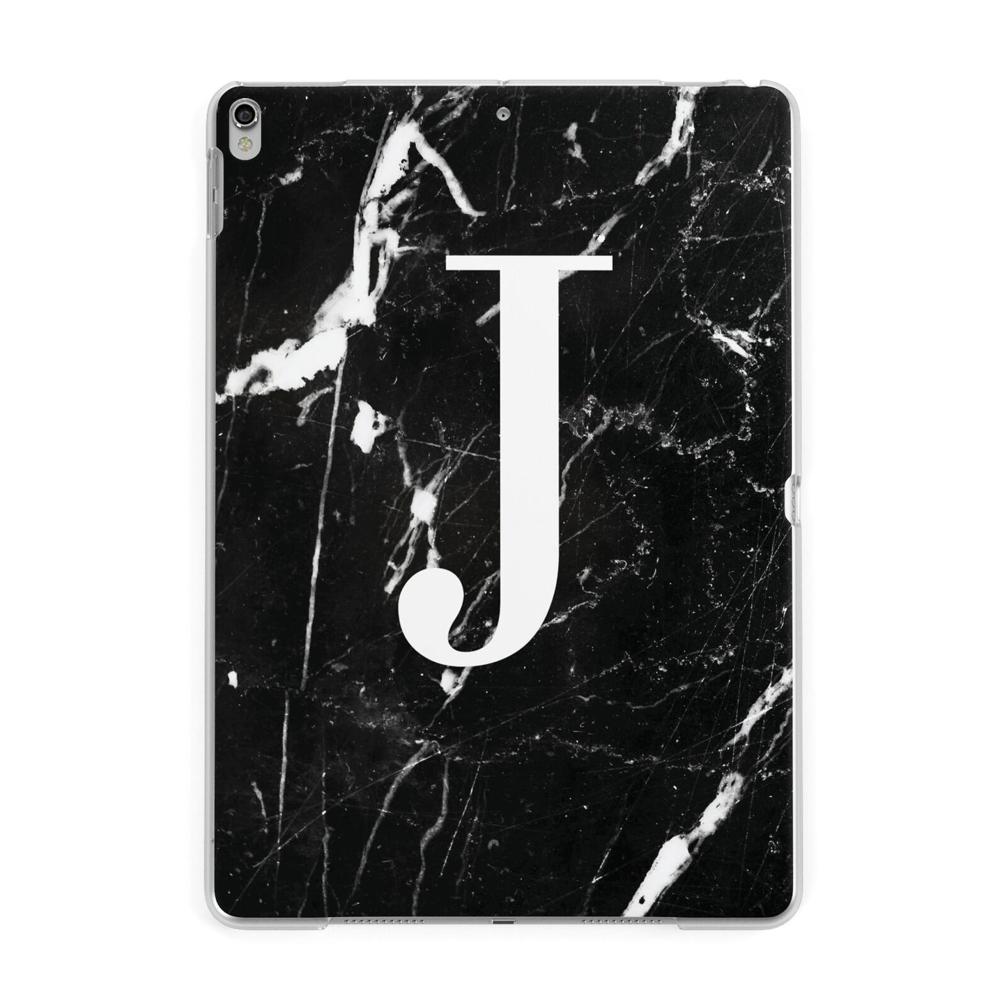 Marble White Initial Personalised Apple iPad Silver Case