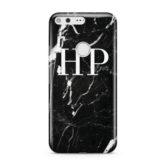 Marble White Initials Monogram Personalised Google Pixel Case