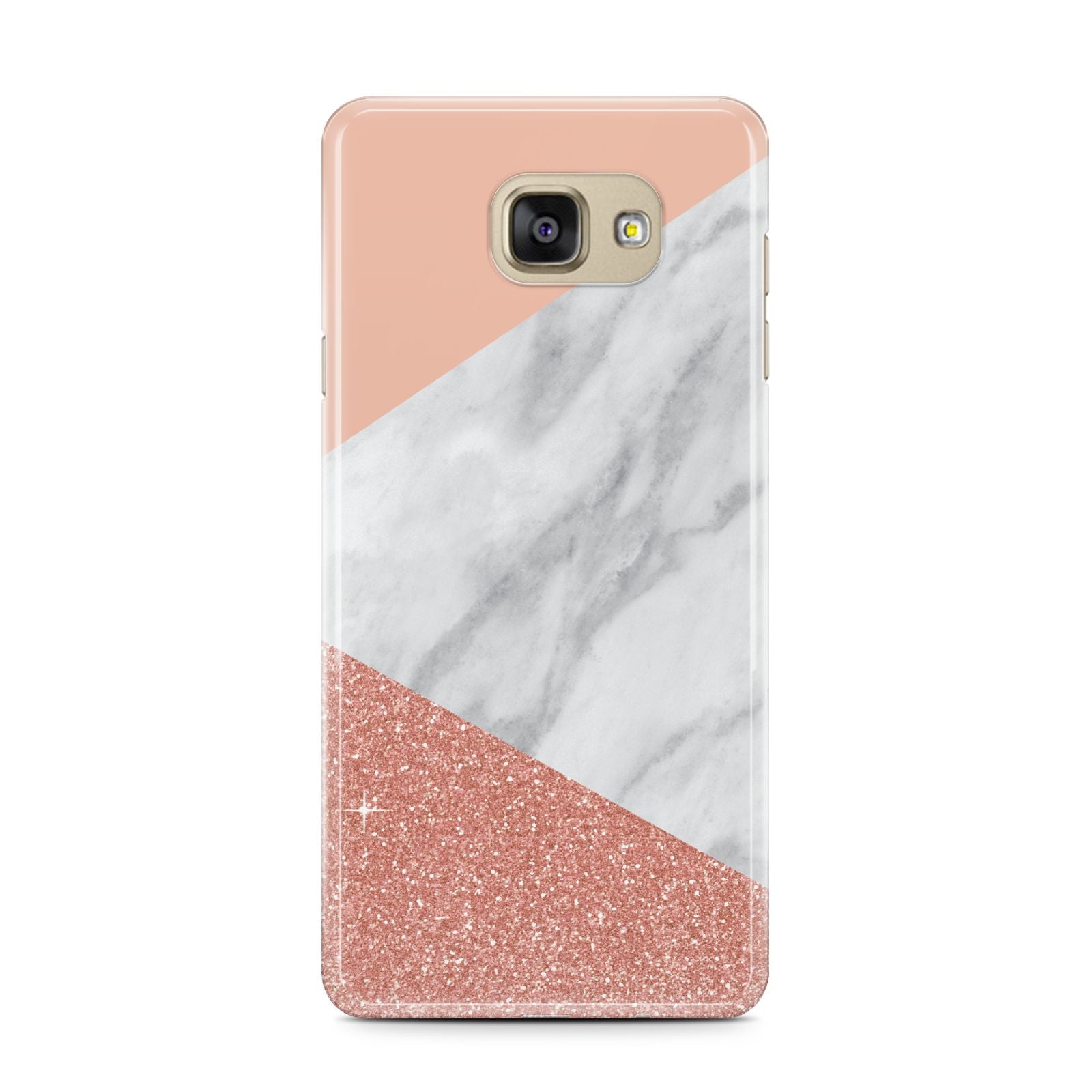 Marble White Rose Gold Samsung Galaxy A7 2016 Case on gold phone