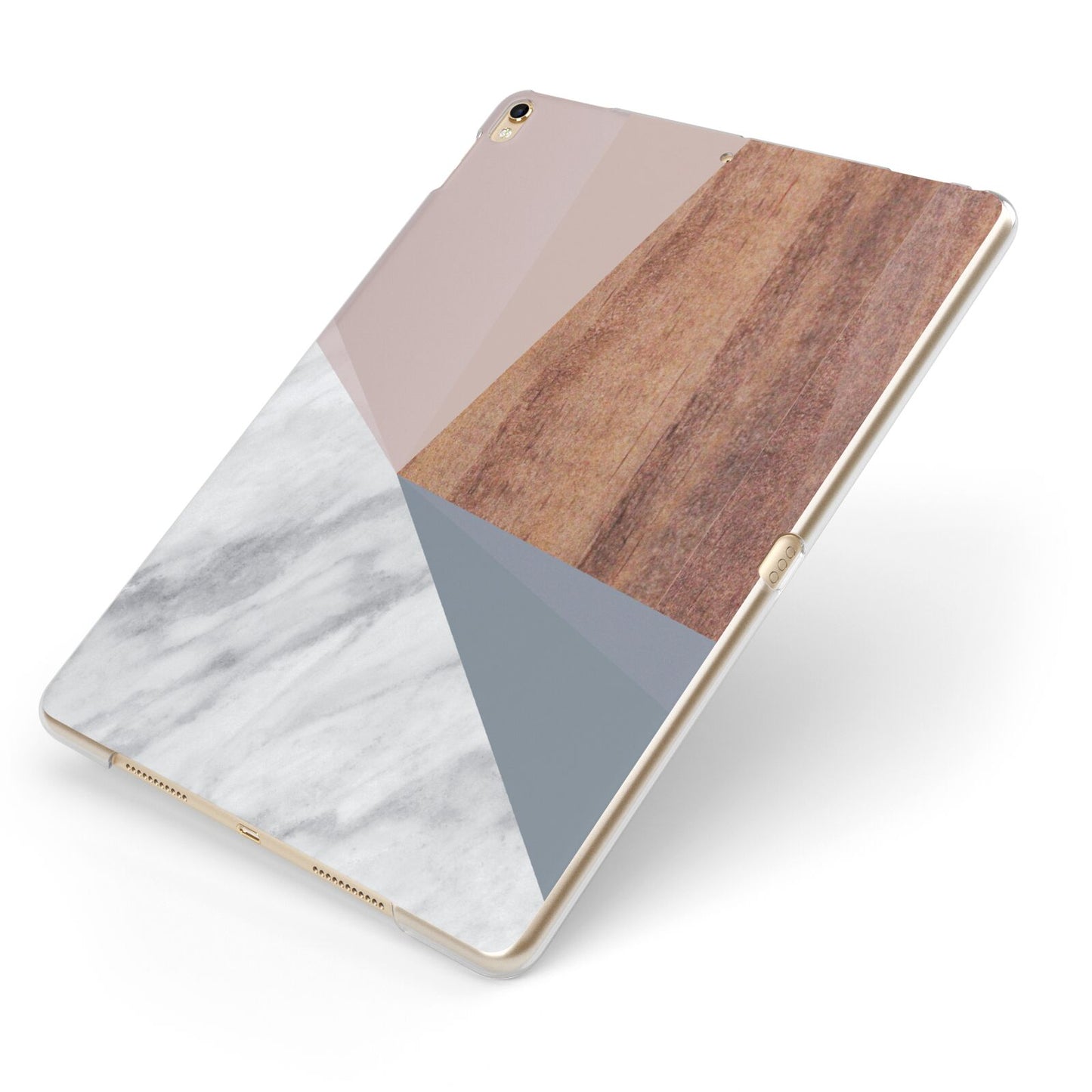 Marble Wood Geometric 1 Apple iPad Case on Gold iPad Side View