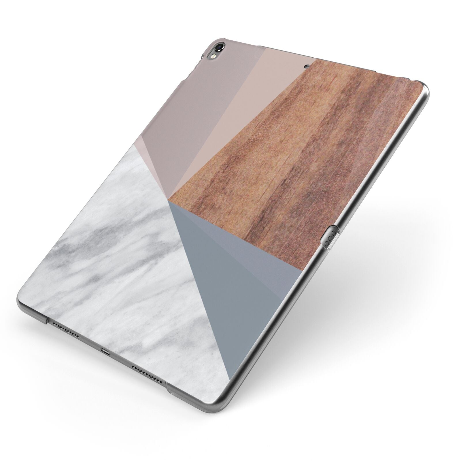 Marble Wood Geometric 1 Apple iPad Case on Grey iPad Side View