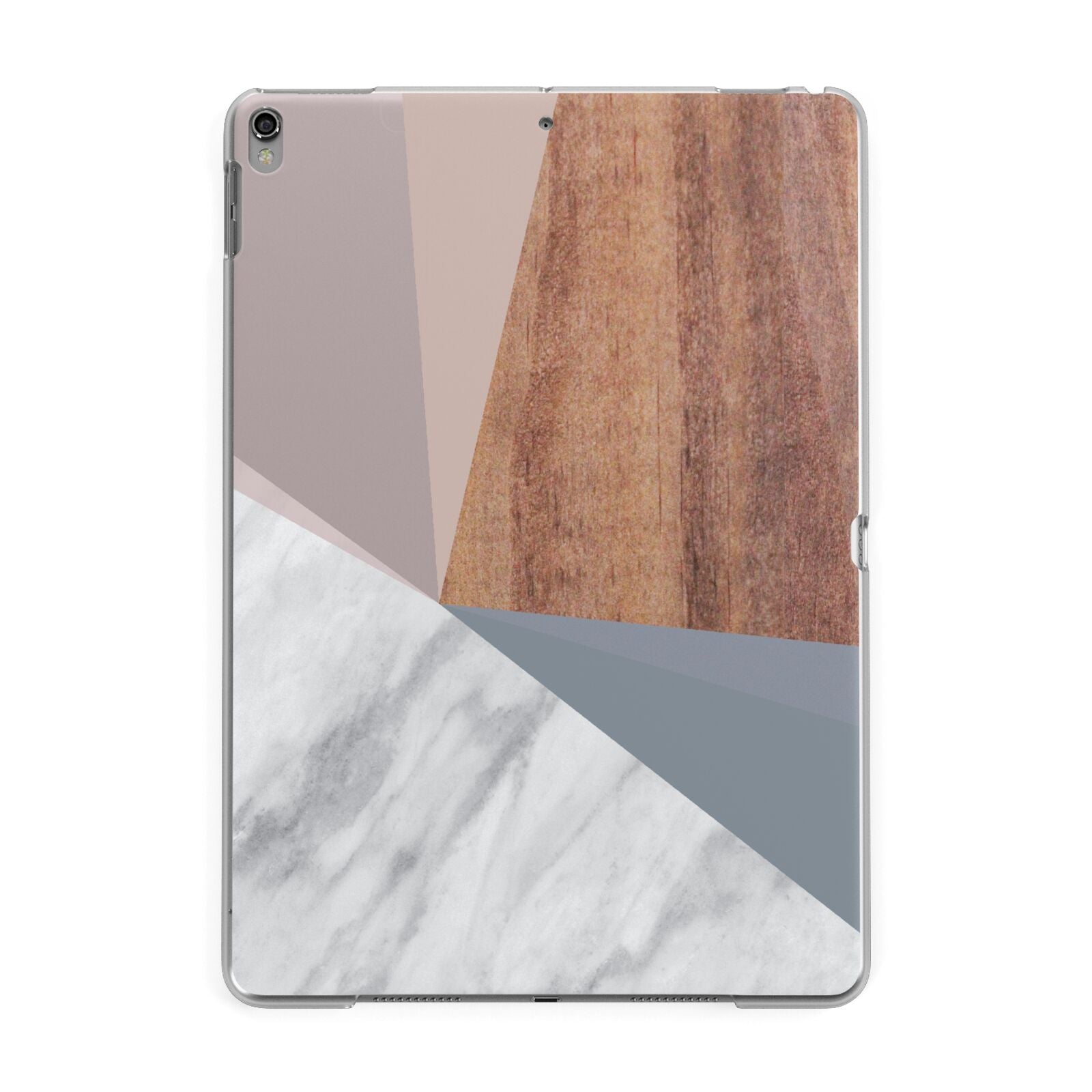 Marble Wood Geometric 1 Apple iPad Grey Case