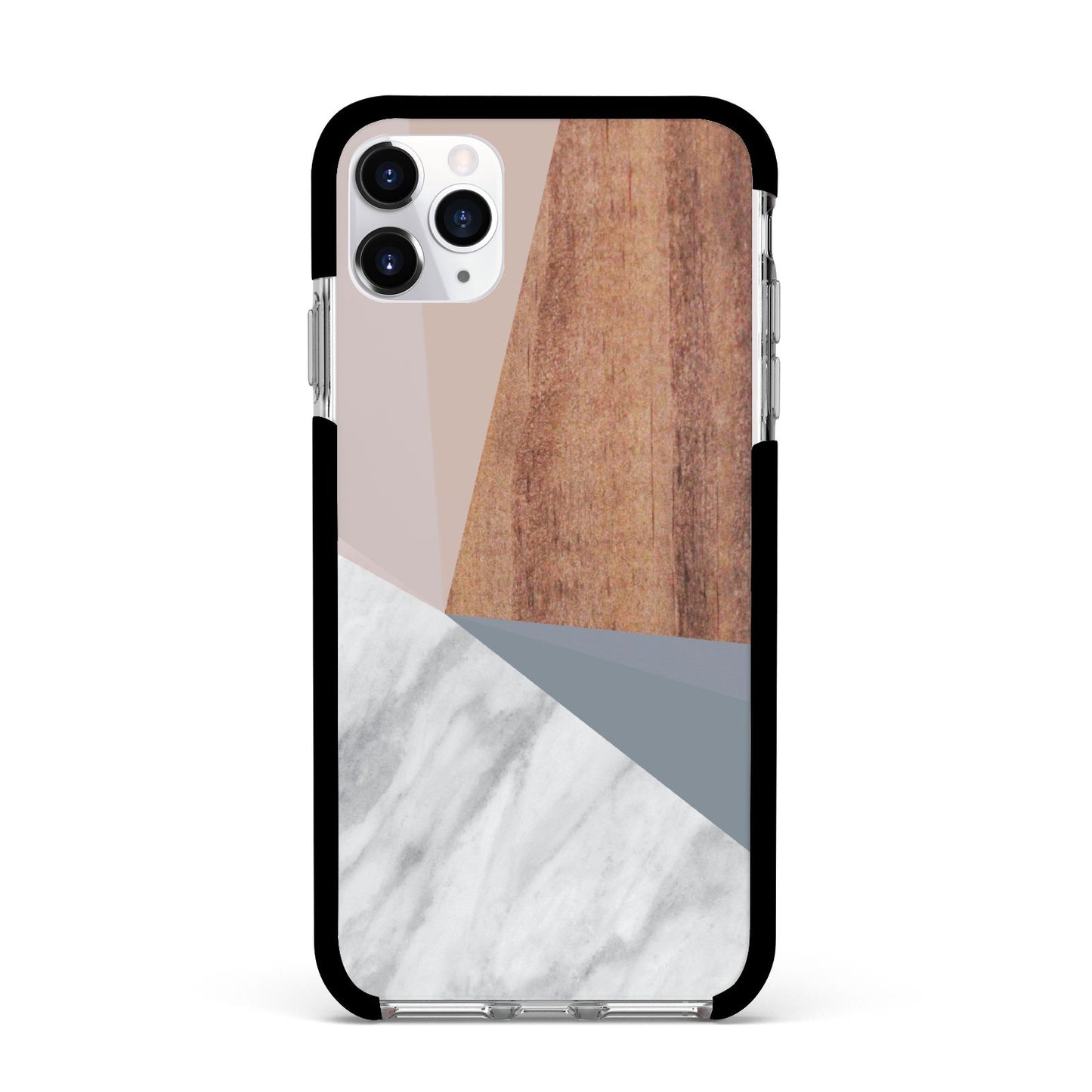 Marble Wood Geometric 1 Apple iPhone 11 Pro Max in Silver with Black Impact Case