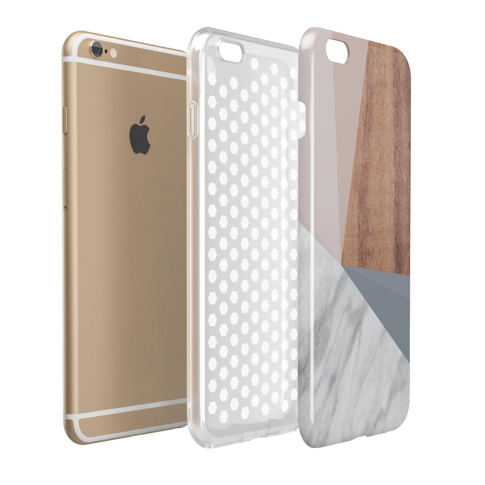 Marble Wood Geometric 1 Apple iPhone 6 Plus 3D Tough Case Expand Detail Image