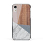 Marble Wood Geometric 1 Apple iPhone XR Impact Case Black Edge on Silver Phone