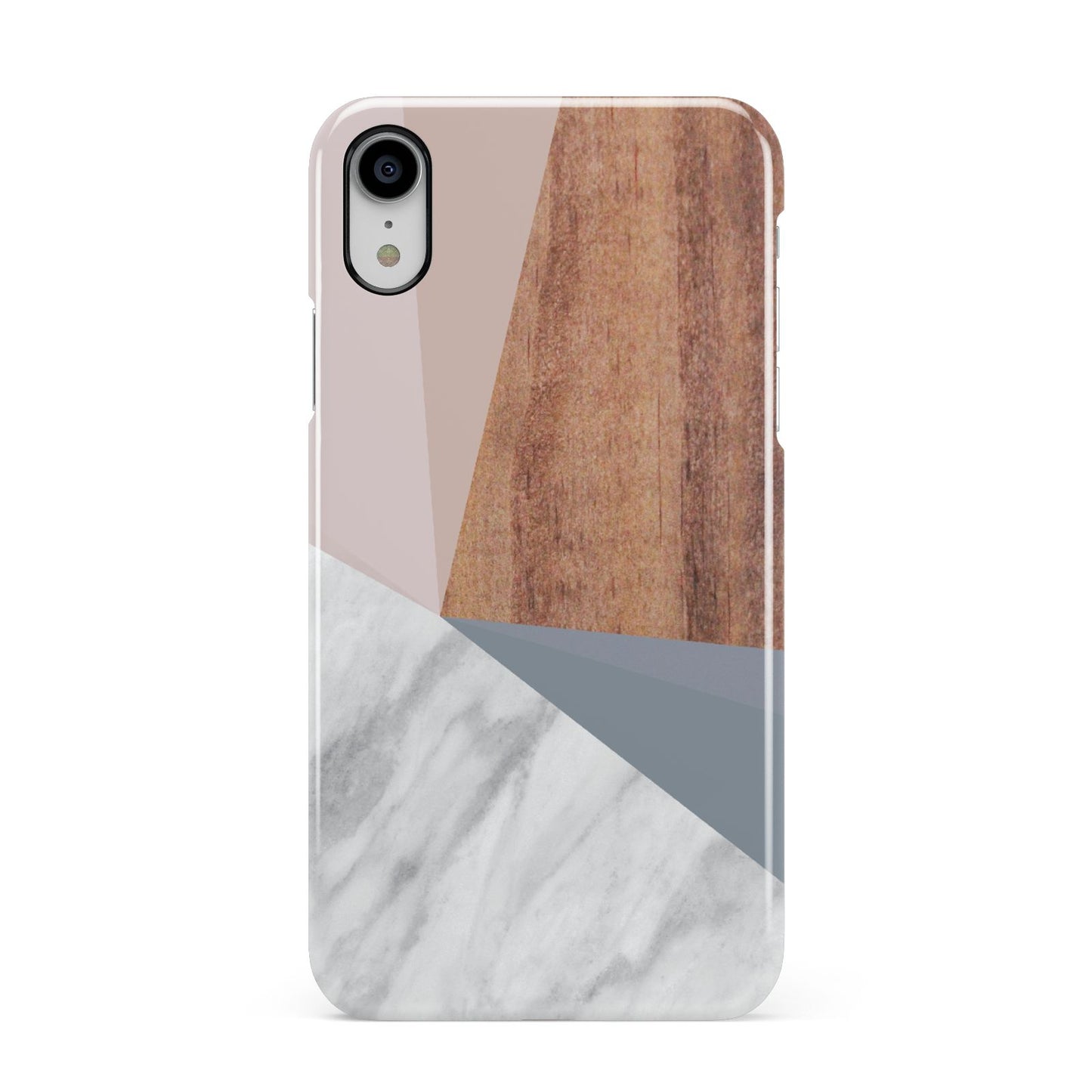 Marble Wood Geometric 1 Apple iPhone XR White 3D Snap Case
