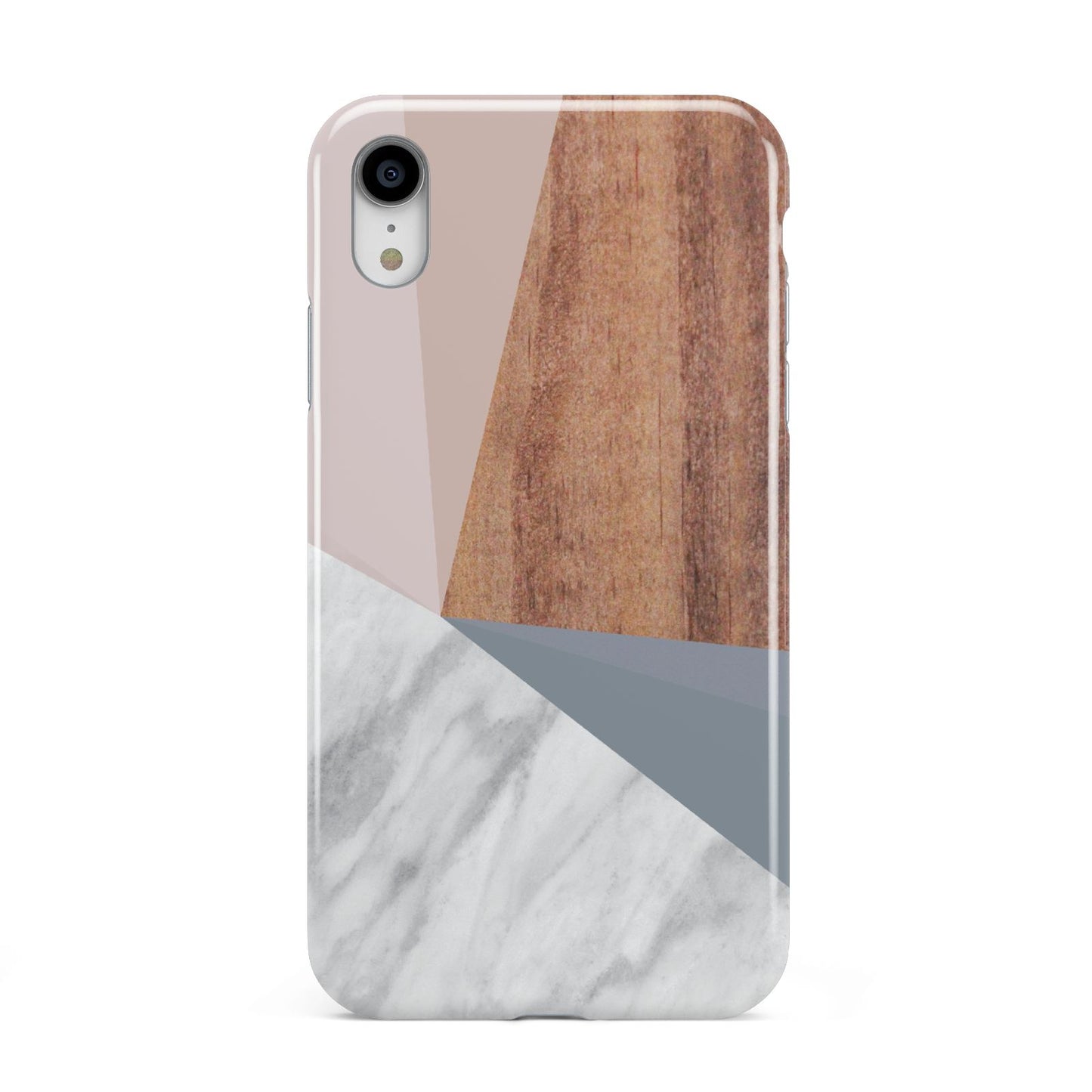Marble Wood Geometric 1 Apple iPhone XR White 3D Tough Case