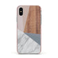 Marble Wood Geometric 1 Apple iPhone Xs Impact Case Pink Edge on Silver Phone