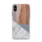 Marble Wood Geometric 1 Apple iPhone Xs Impact Case White Edge on Black Phone