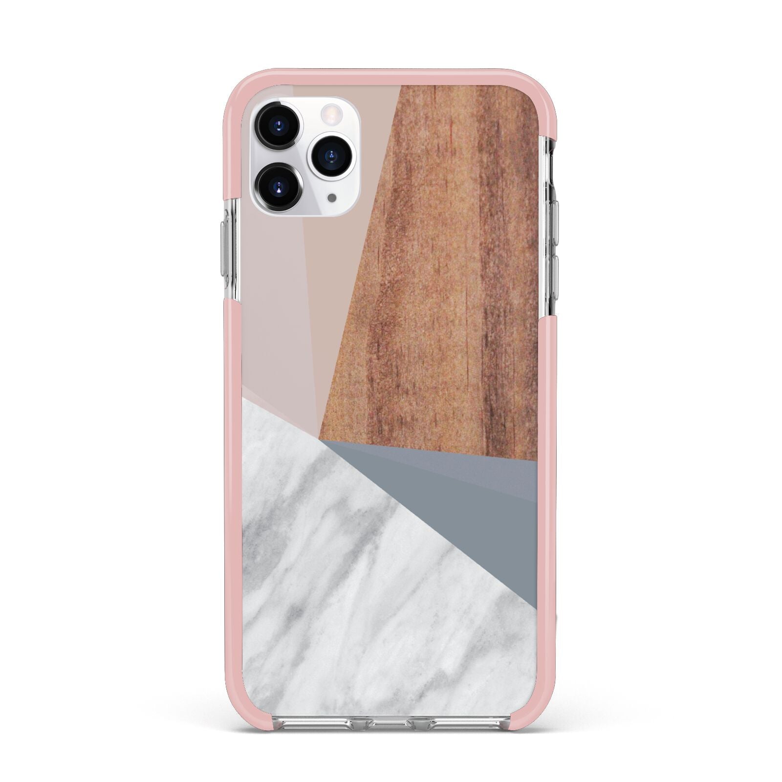 Marble Wood Geometric 1 iPhone 11 Pro Max Impact Pink Edge Case