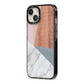 Marble Wood Geometric 1 iPhone 13 Black Impact Case Side Angle on Silver phone