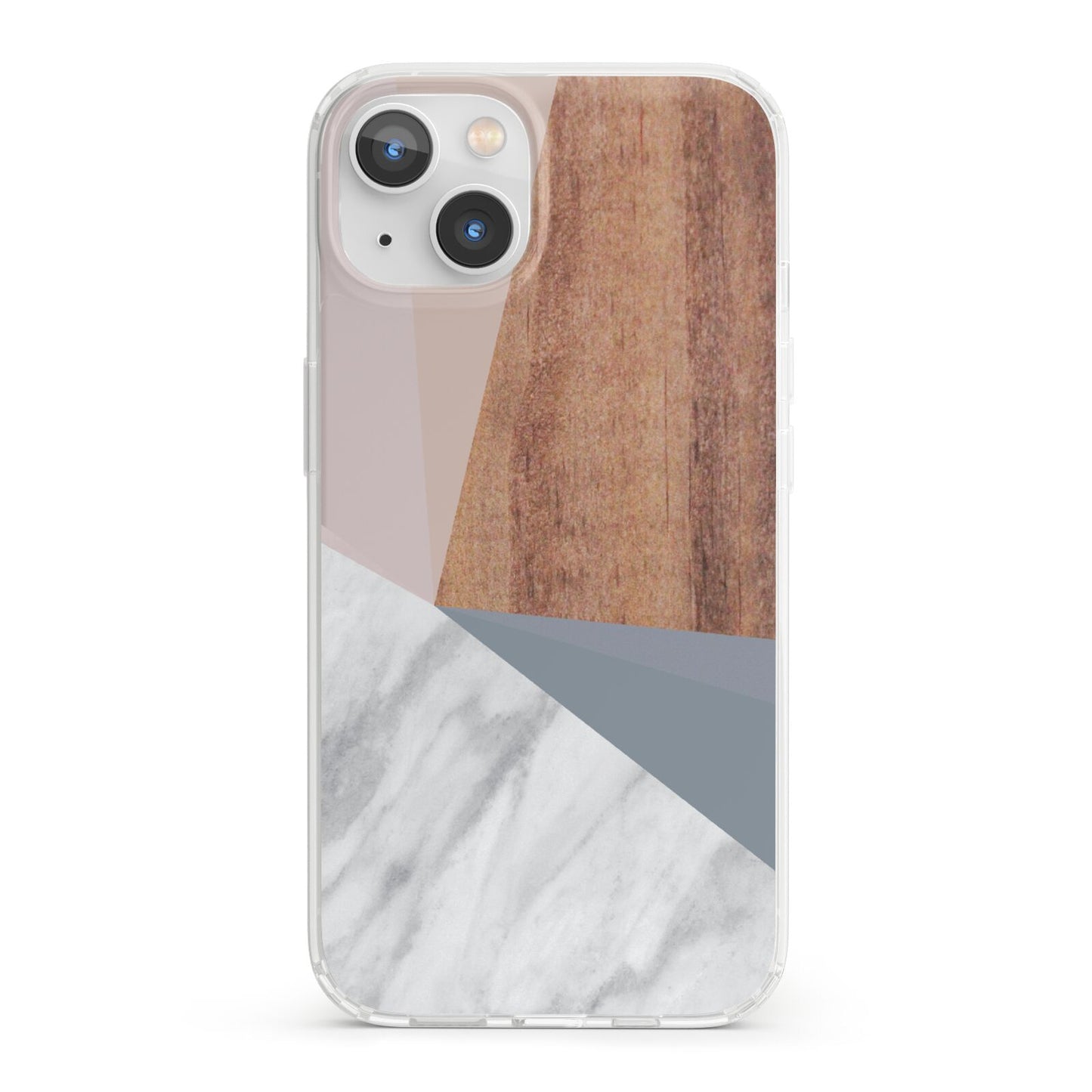Marble Wood Geometric 1 iPhone 13 Clear Bumper Case