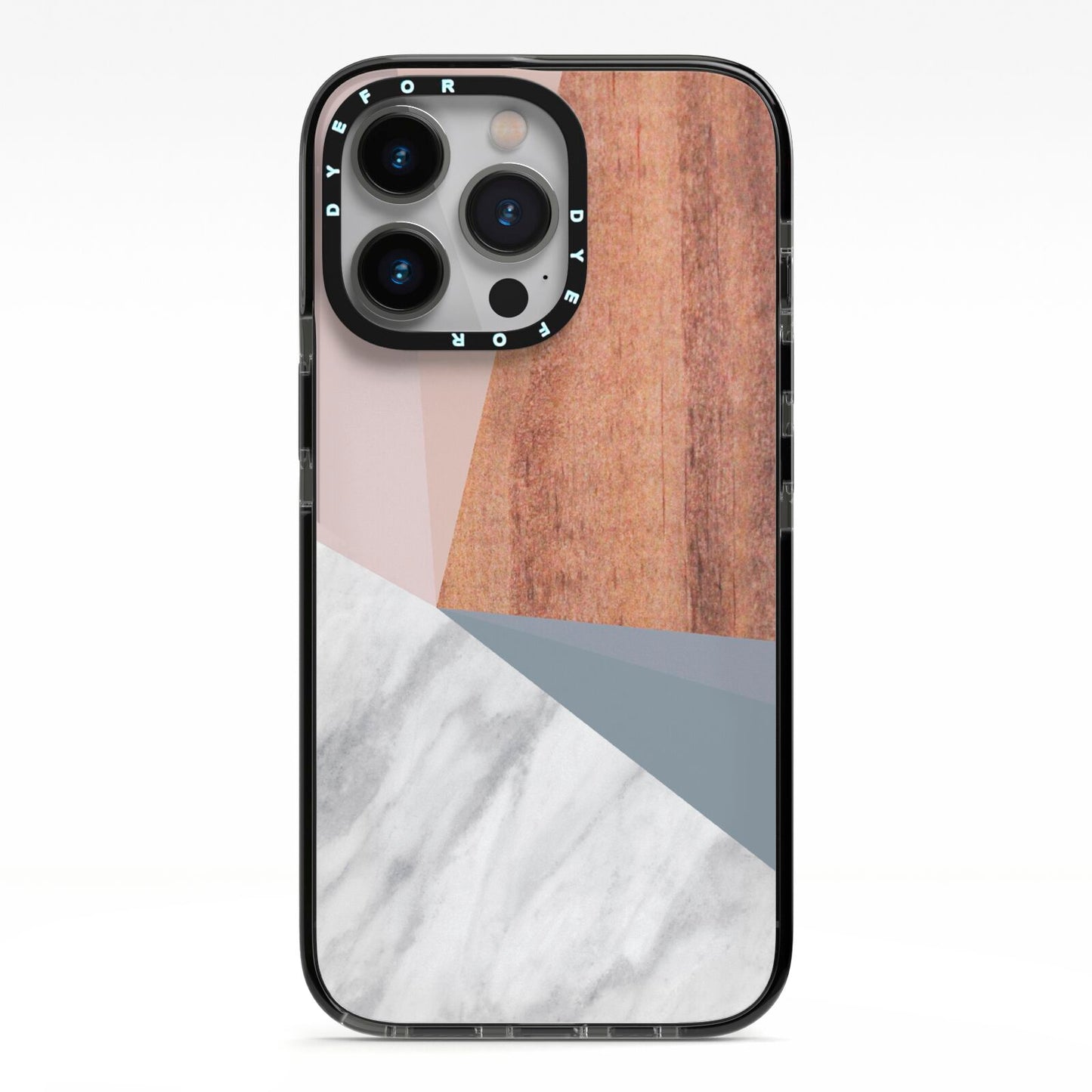 Marble Wood Geometric 1 iPhone 13 Pro Black Impact Case on Silver phone