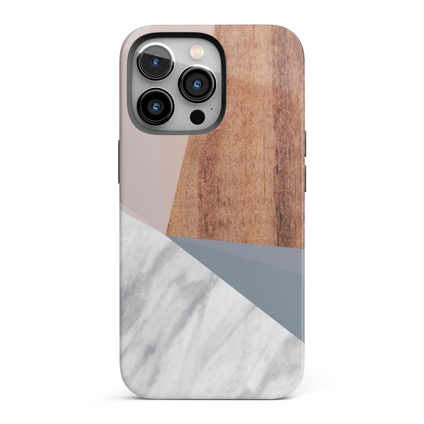 Marble Wood Geometric 1 iPhone 13 Pro Full Wrap 3D Tough Case