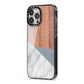 Marble Wood Geometric 1 iPhone 13 Pro Max Black Impact Case Side Angle on Silver phone