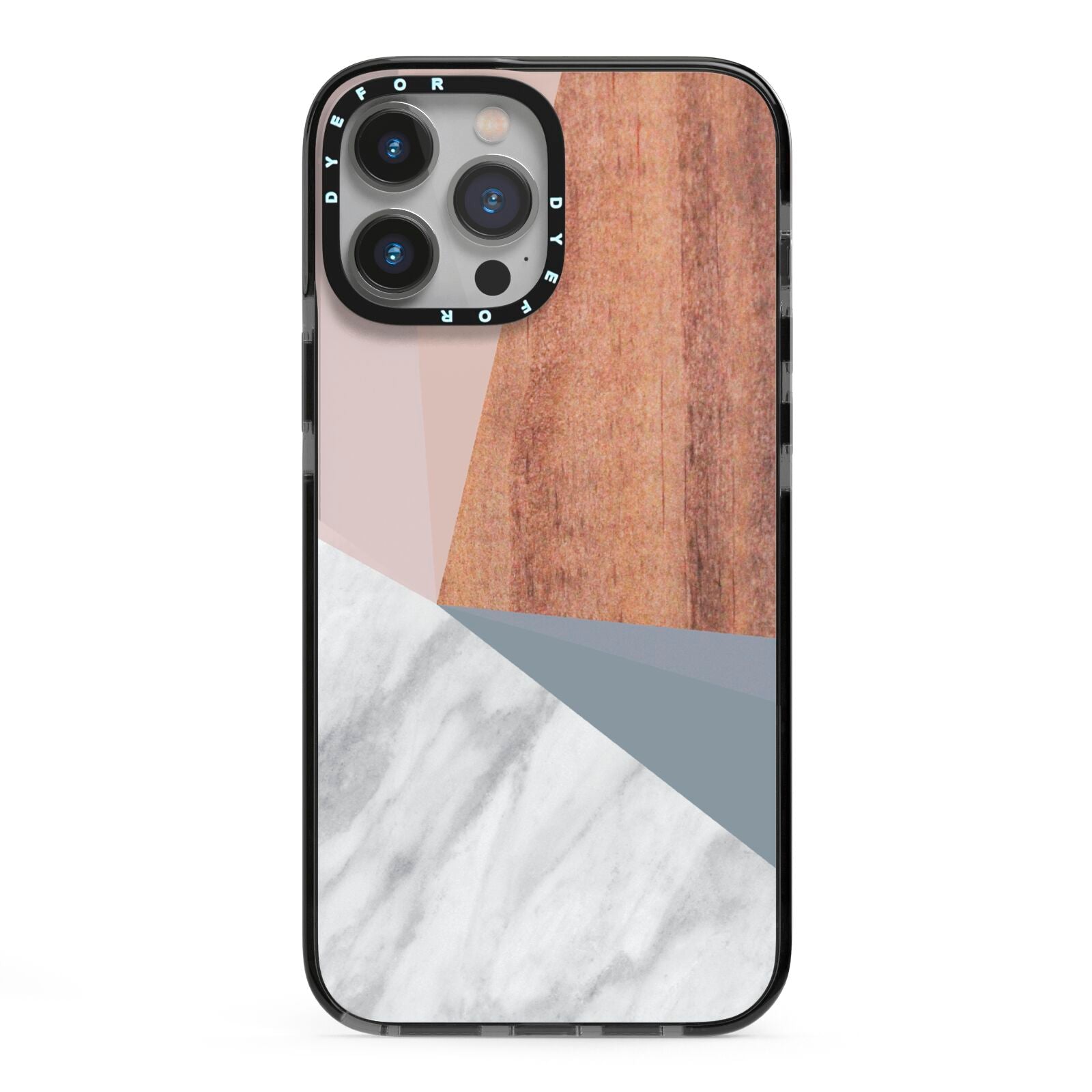 Marble Wood Geometric 1 iPhone 13 Pro Max Black Impact Case on Silver phone
