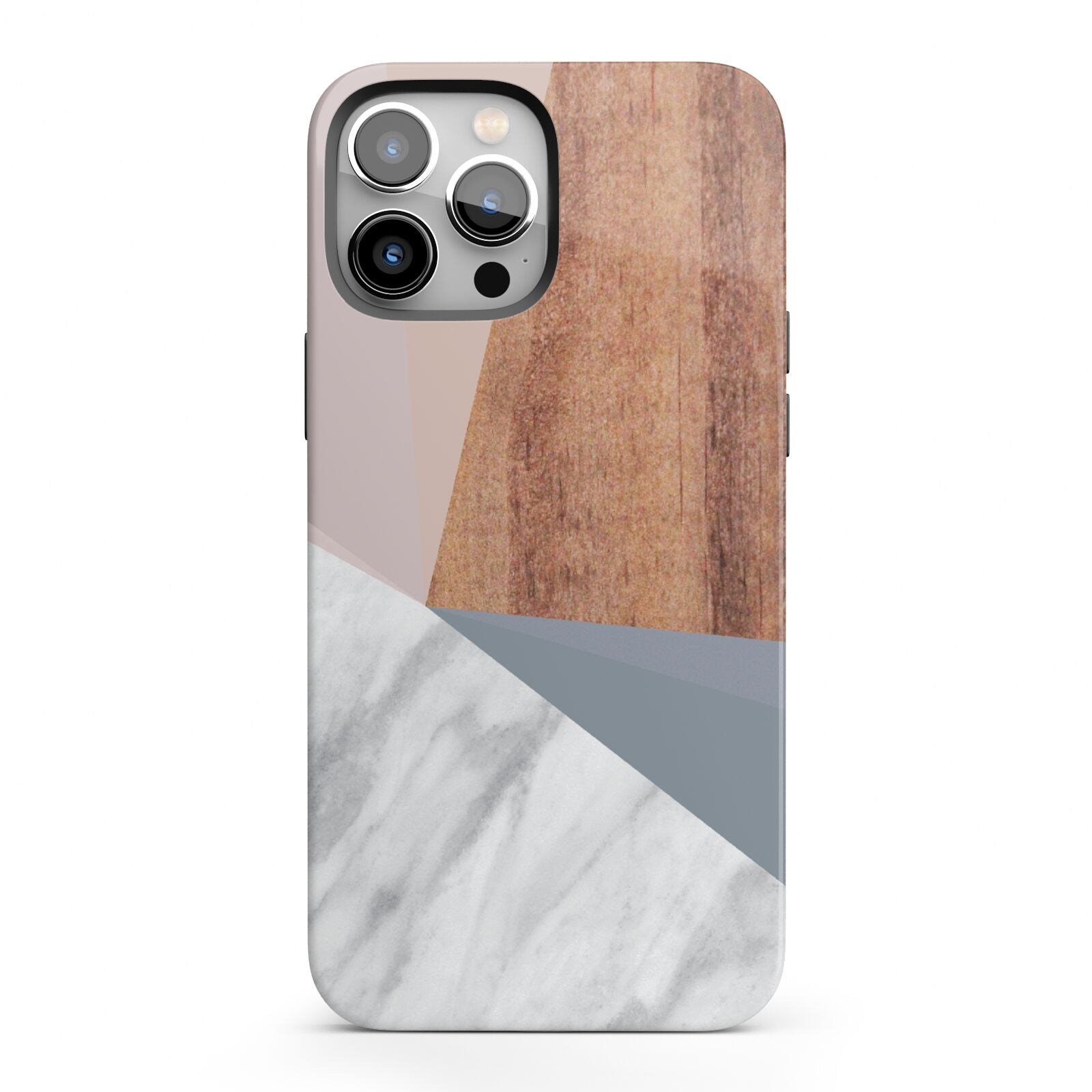 Marble Wood Geometric 1 iPhone 13 Pro Max Full Wrap 3D Tough Case