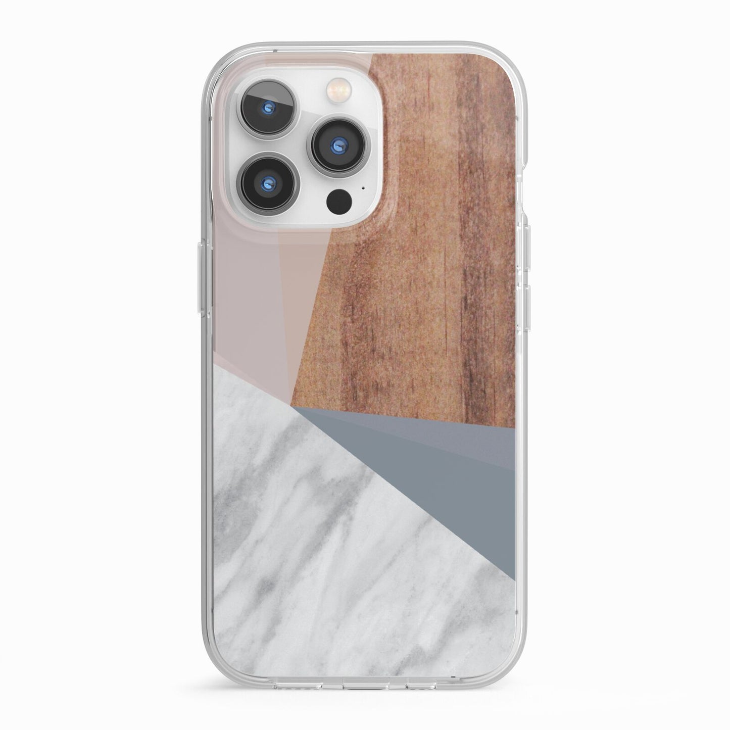 Marble Wood Geometric 1 iPhone 13 Pro TPU Impact Case with White Edges
