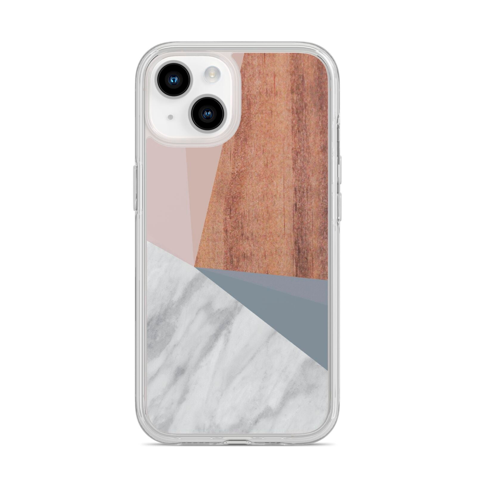 Marble Wood Geometric 1 iPhone 14 Clear Tough Case Starlight