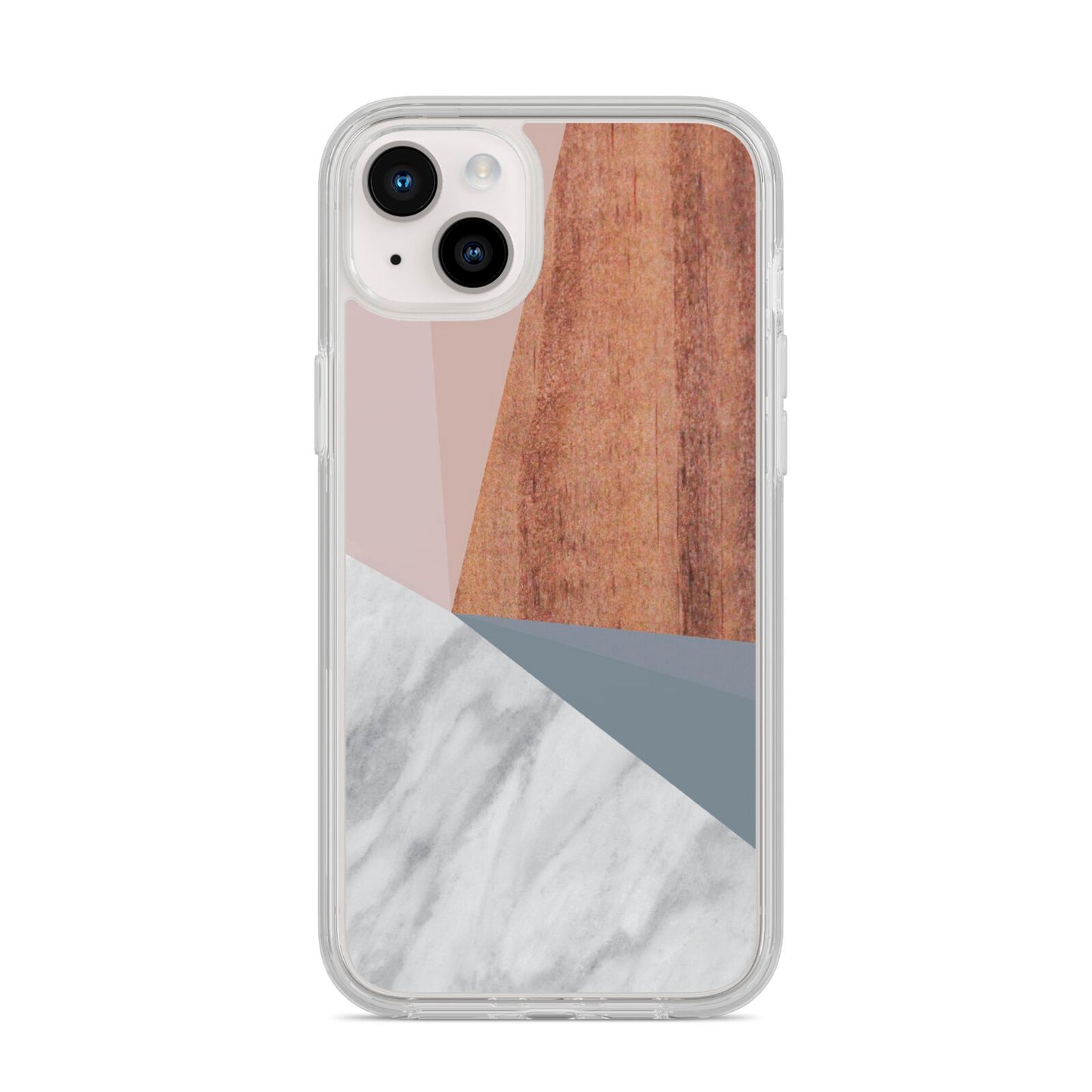 Marble Wood Geometric 1 iPhone 14 Plus Clear Tough Case Starlight