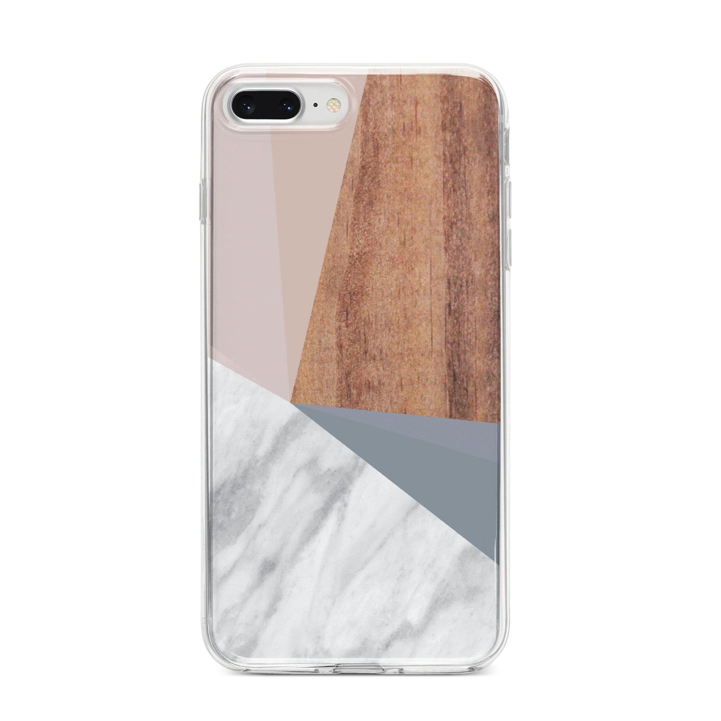Marble Wood Geometric 1 iPhone 8 Plus Bumper Case on Silver iPhone