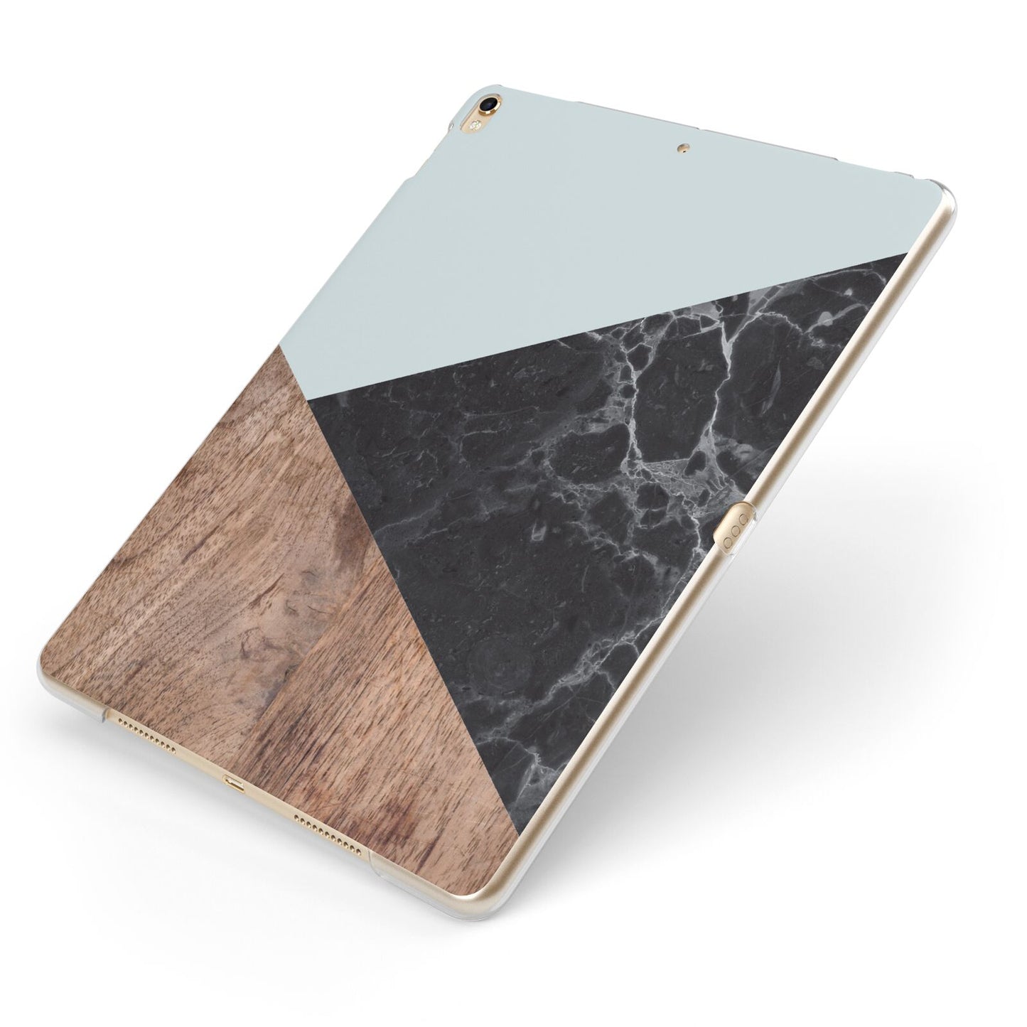 Marble Wood Geometric 2 Apple iPad Case on Gold iPad Side View