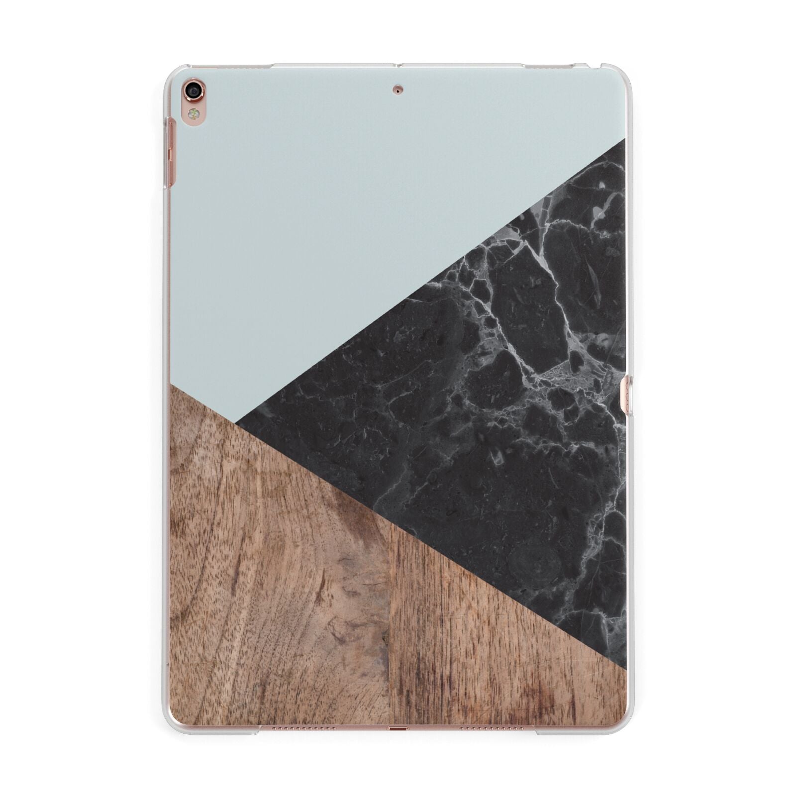 Marble Wood Geometric 2 Apple iPad Rose Gold Case