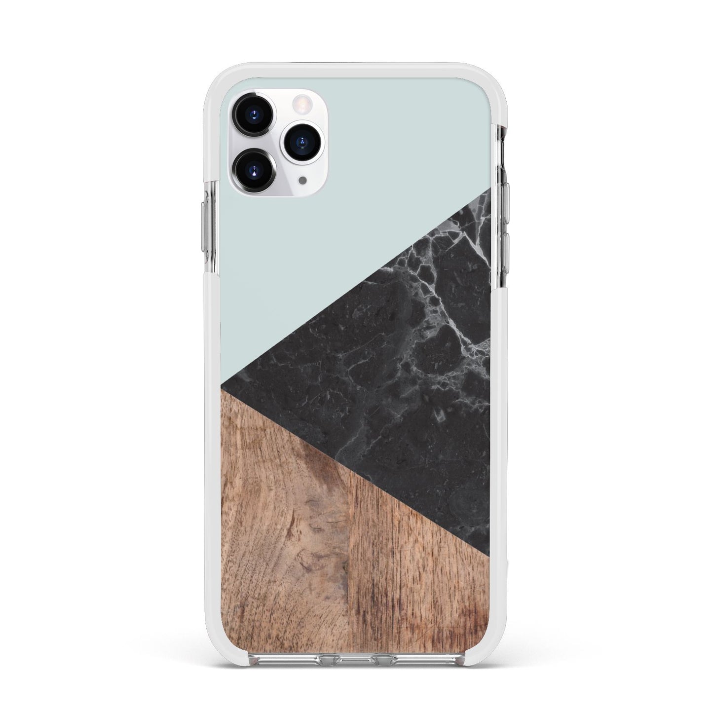 Marble Wood Geometric 2 Apple iPhone 11 Pro Max in Silver with White Impact Case