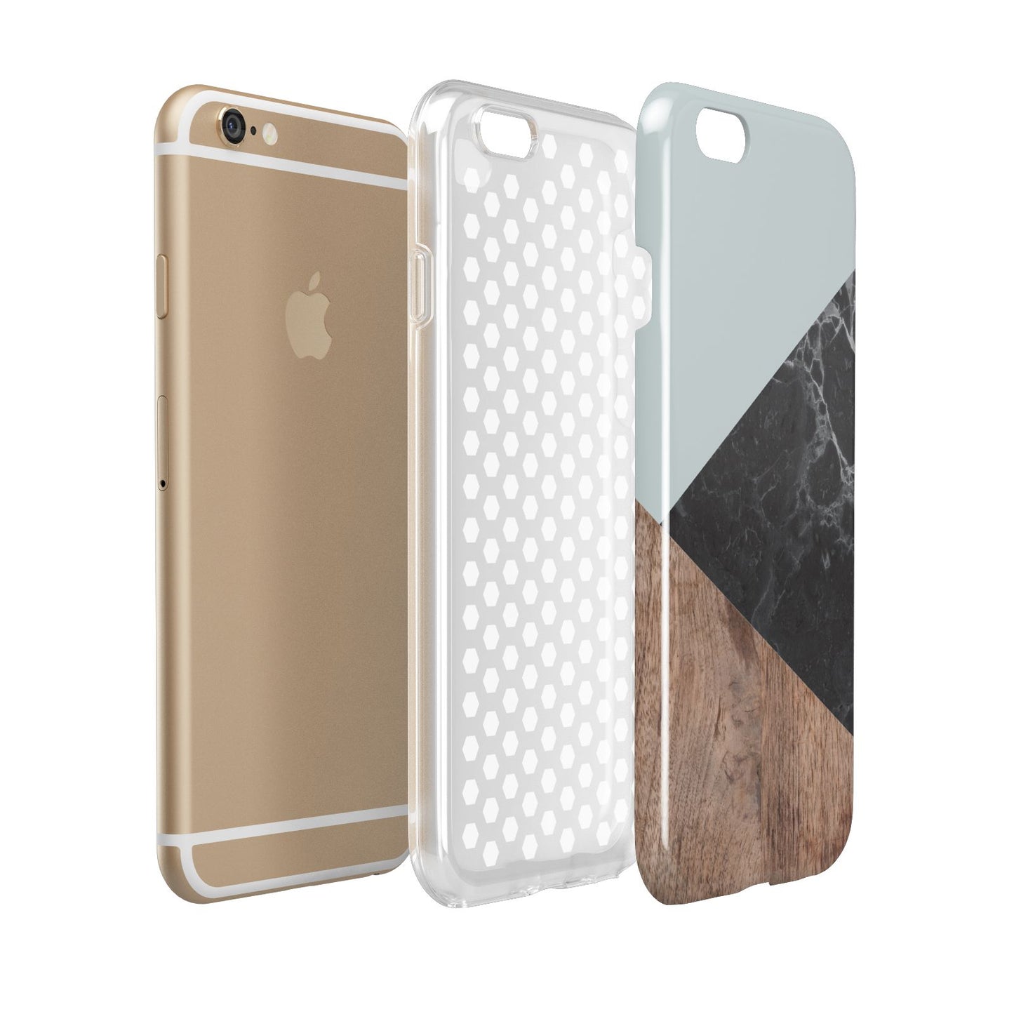 Marble Wood Geometric 2 Apple iPhone 6 3D Tough Case Expanded view