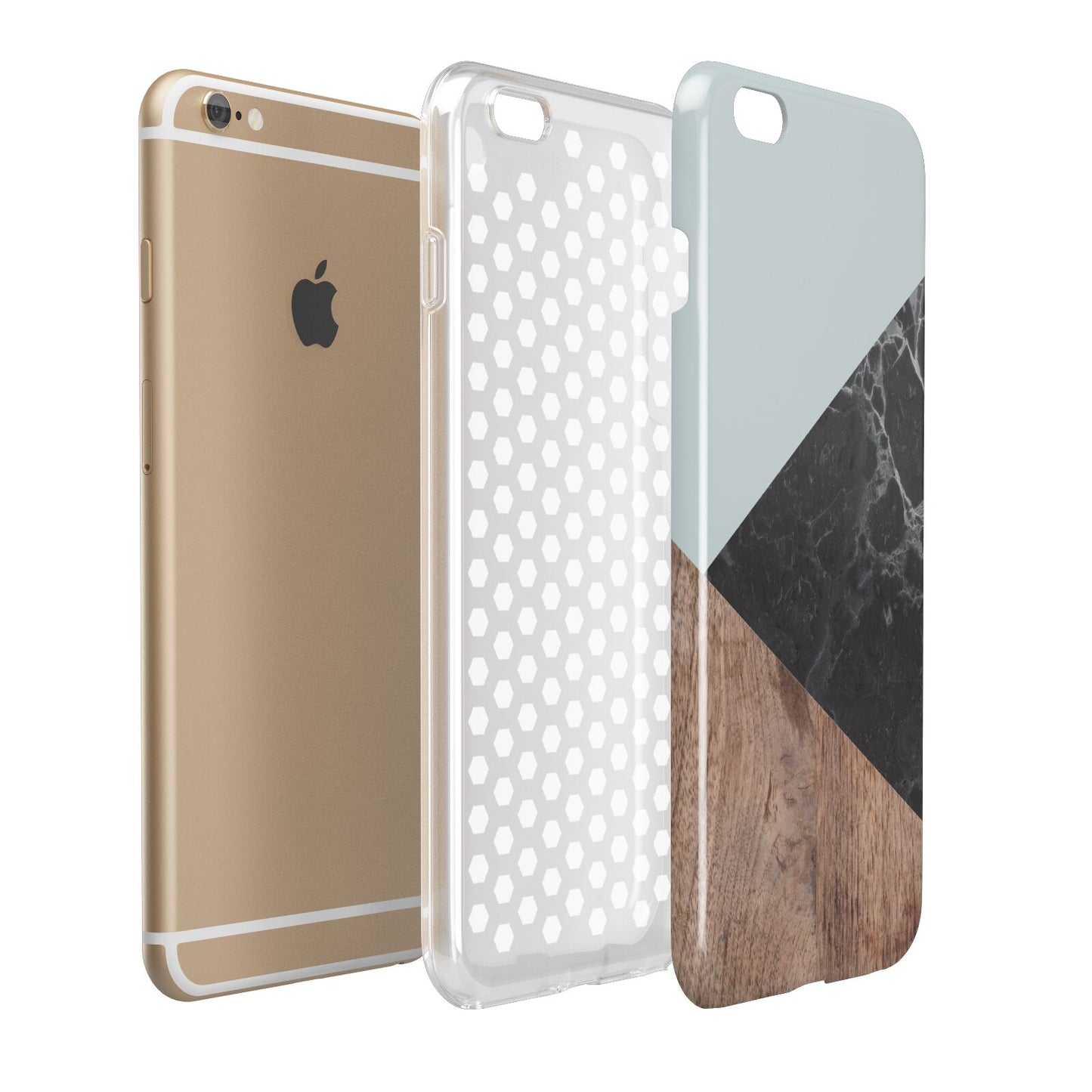 Marble Wood Geometric 2 Apple iPhone 6 Plus 3D Tough Case Expand Detail Image