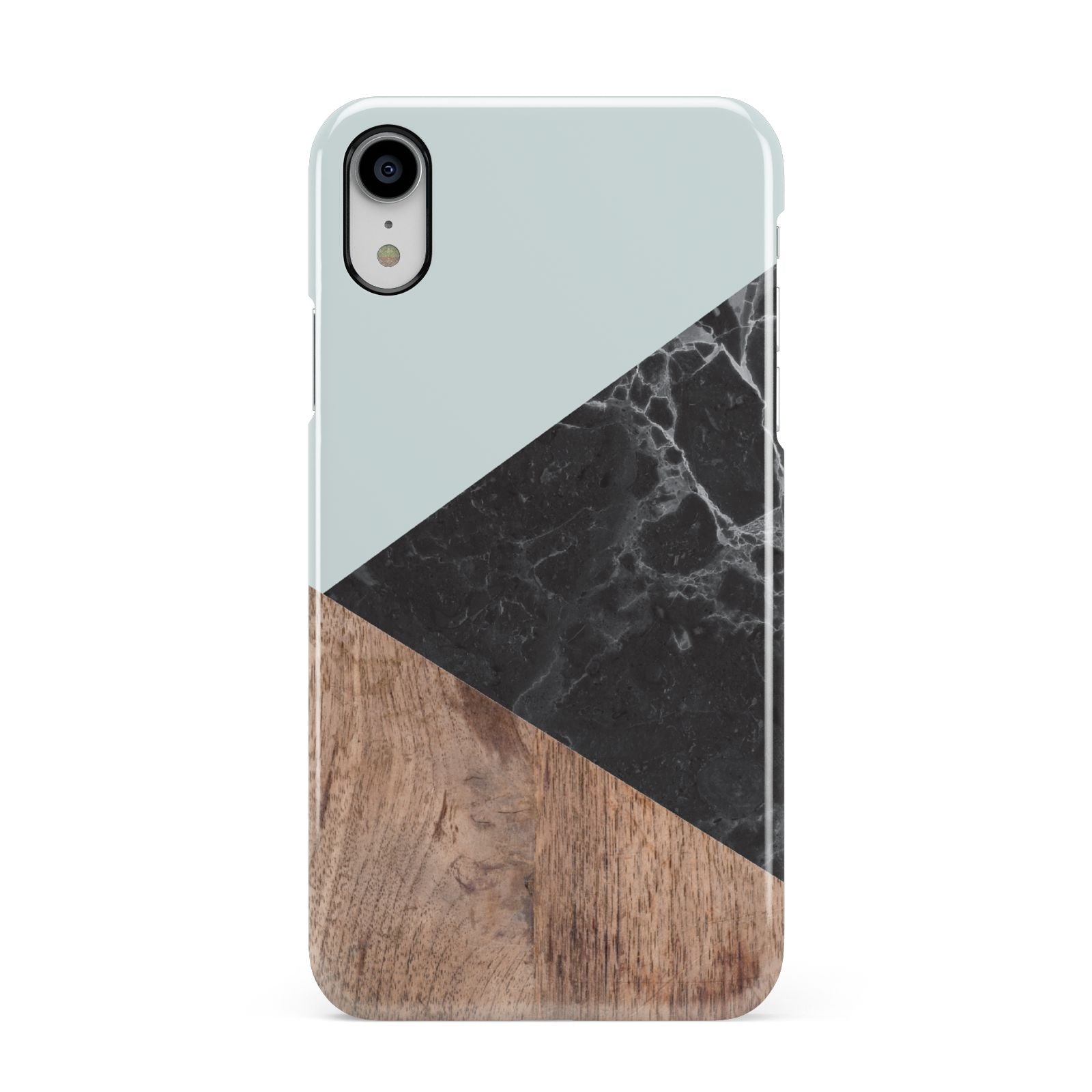 Marble Wood Geometric 2 Apple iPhone XR White 3D Snap Case