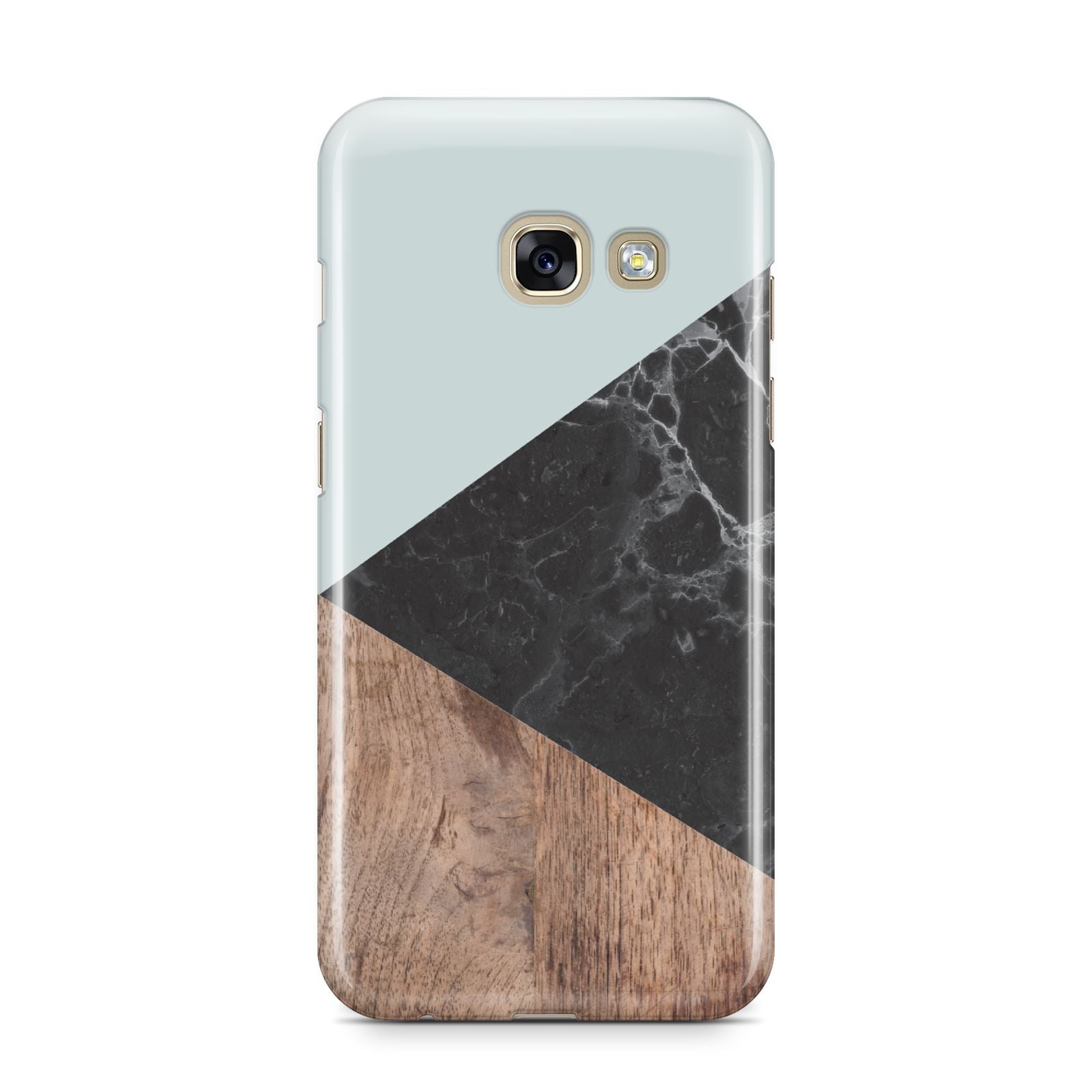 Marble Wood Geometric 2 Samsung Galaxy A3 2017 Case on gold phone