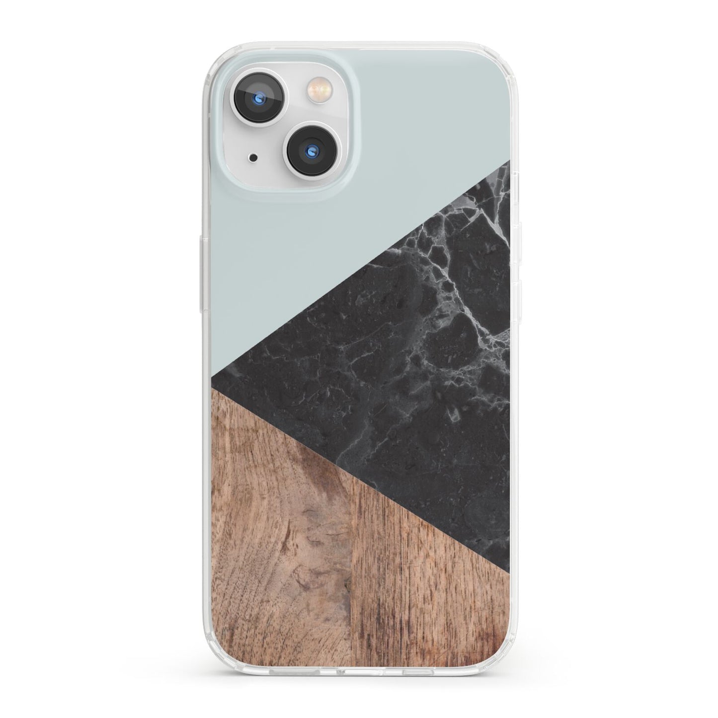 Marble Wood Geometric 2 iPhone 13 Clear Bumper Case