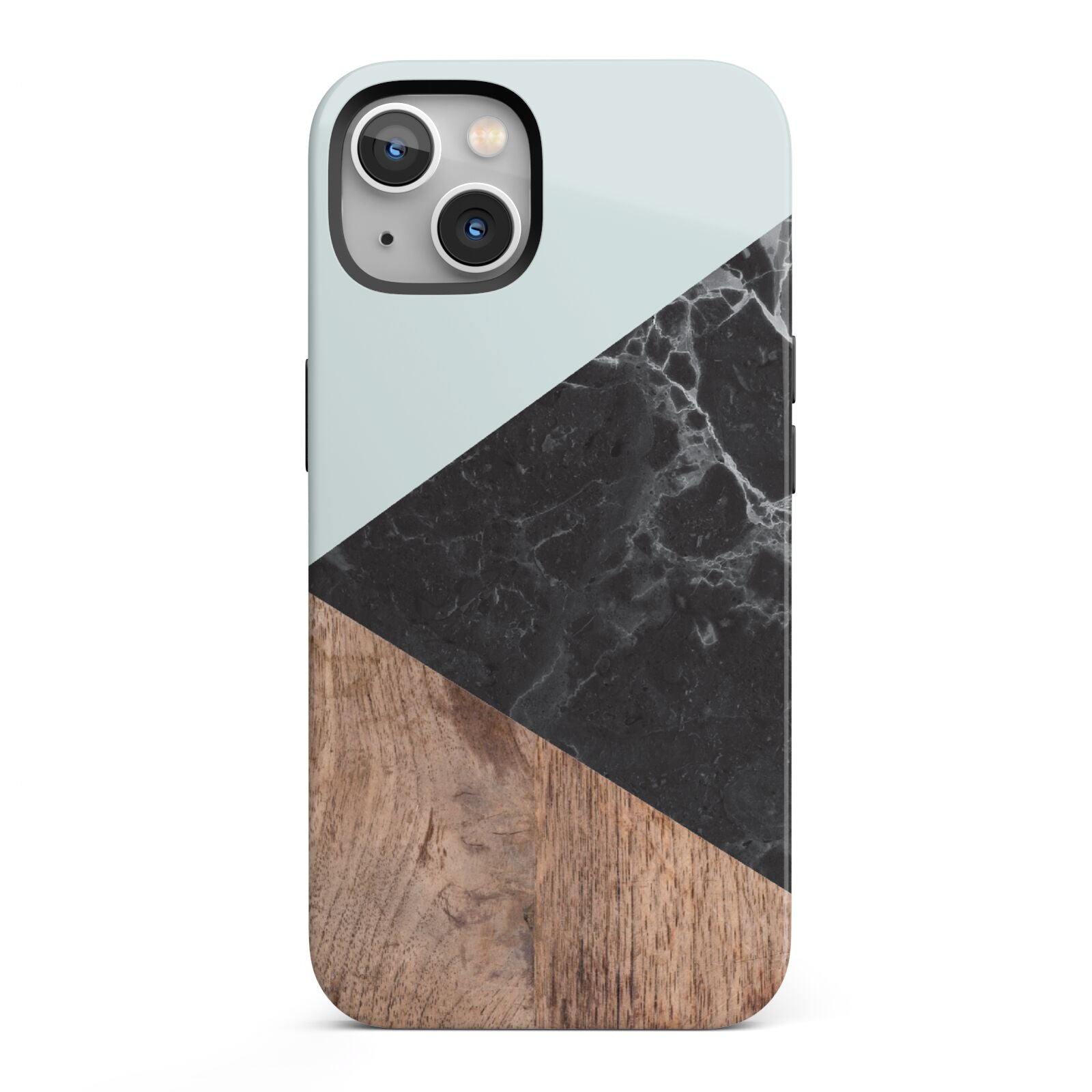 Marble Wood Geometric 2 iPhone 13 Full Wrap 3D Tough Case