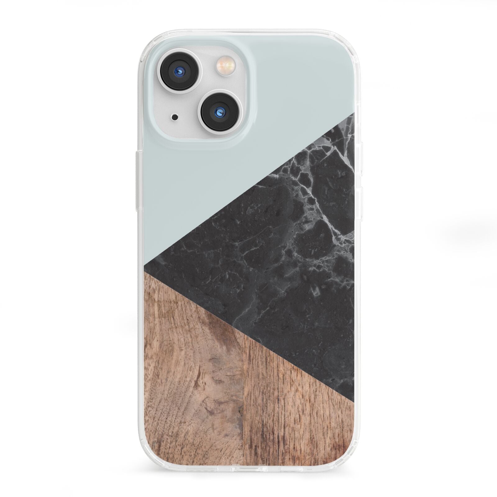 Marble Wood Geometric 2 iPhone 13 Mini Clear Bumper Case