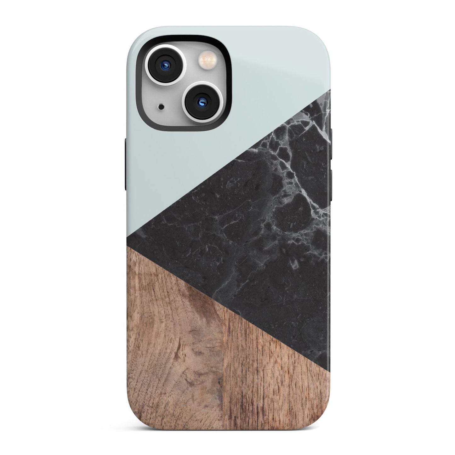 Marble Wood Geometric 2 iPhone 13 Mini Full Wrap 3D Tough Case