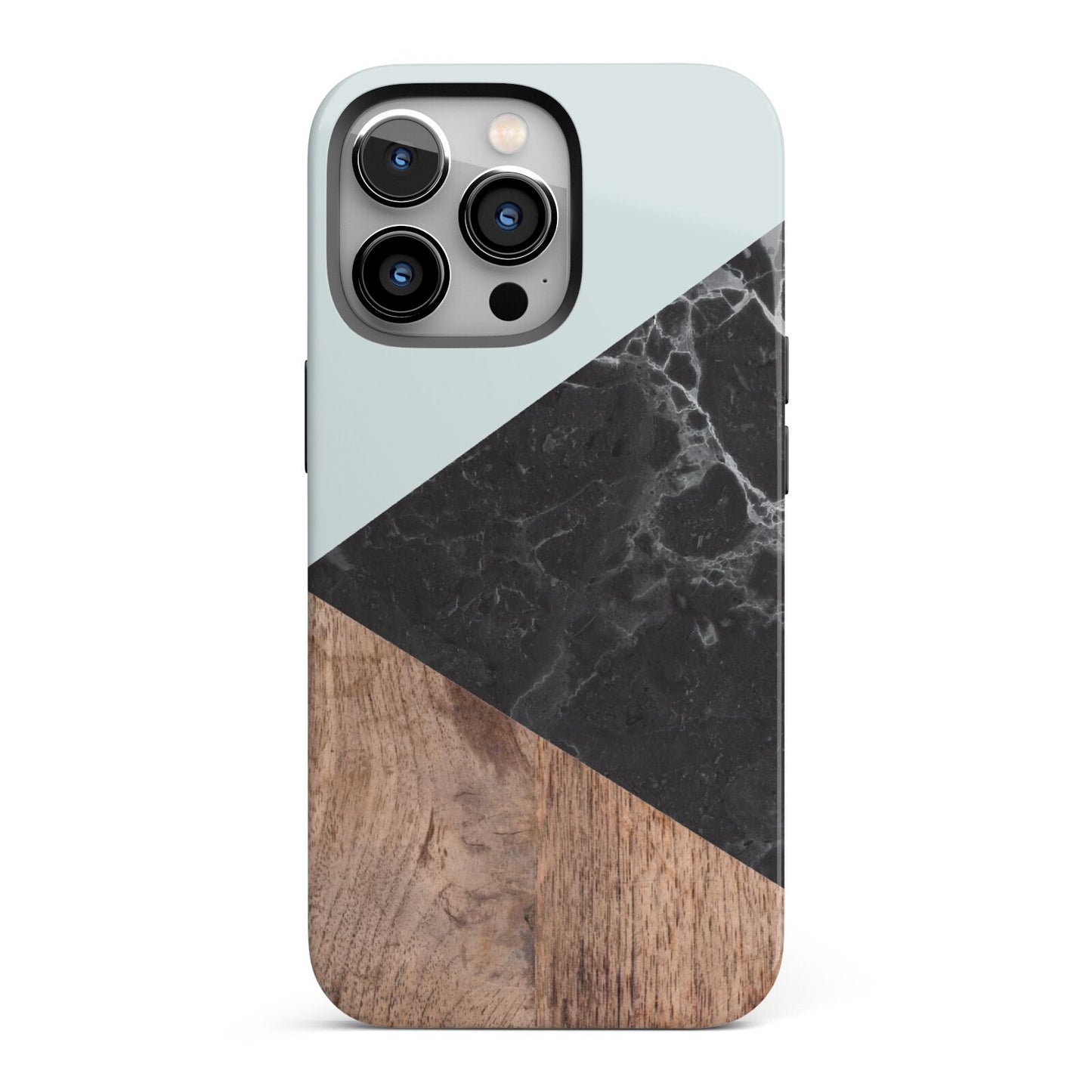 Marble Wood Geometric 2 iPhone 13 Pro Full Wrap 3D Tough Case