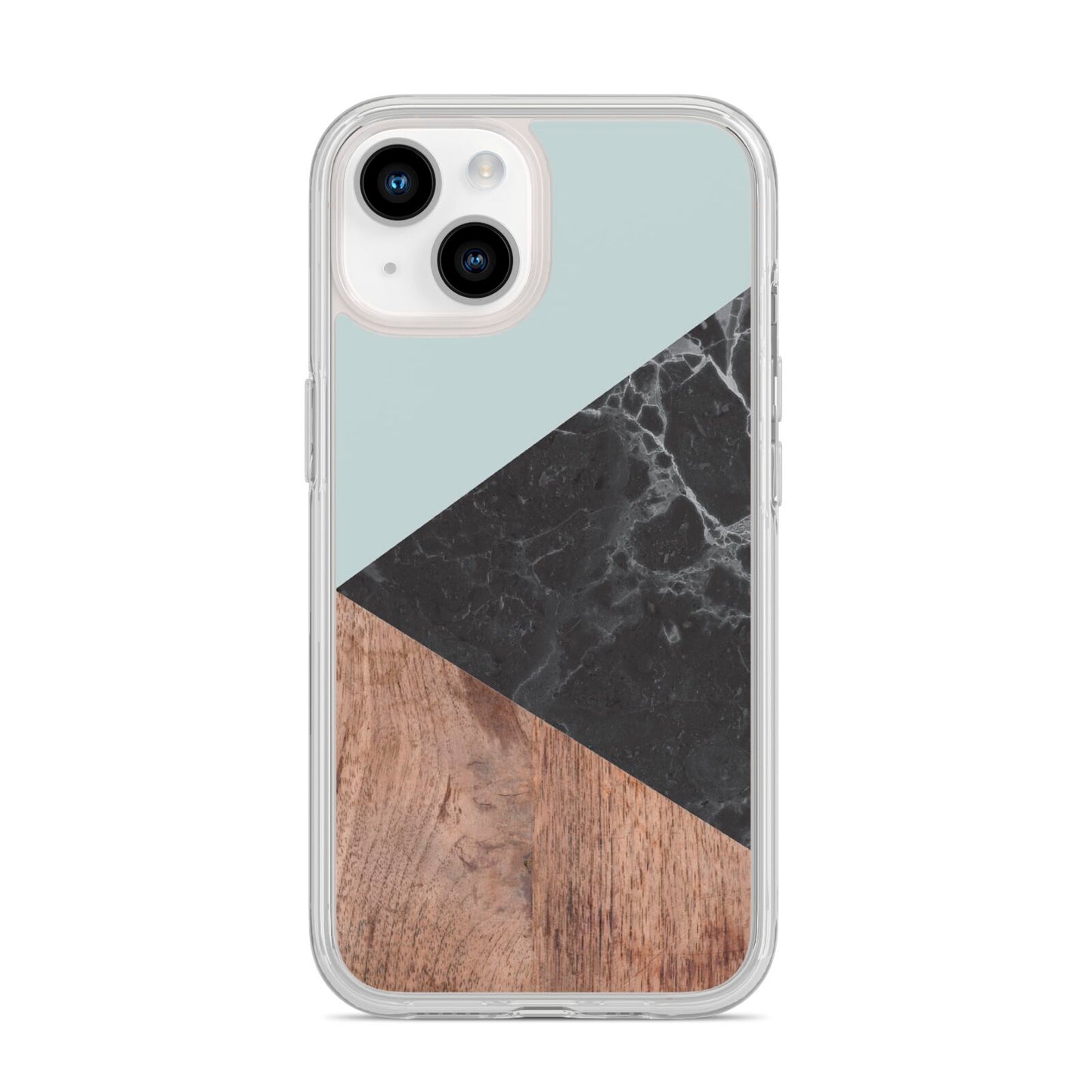 Marble Wood Geometric 2 iPhone 14 Clear Tough Case Starlight