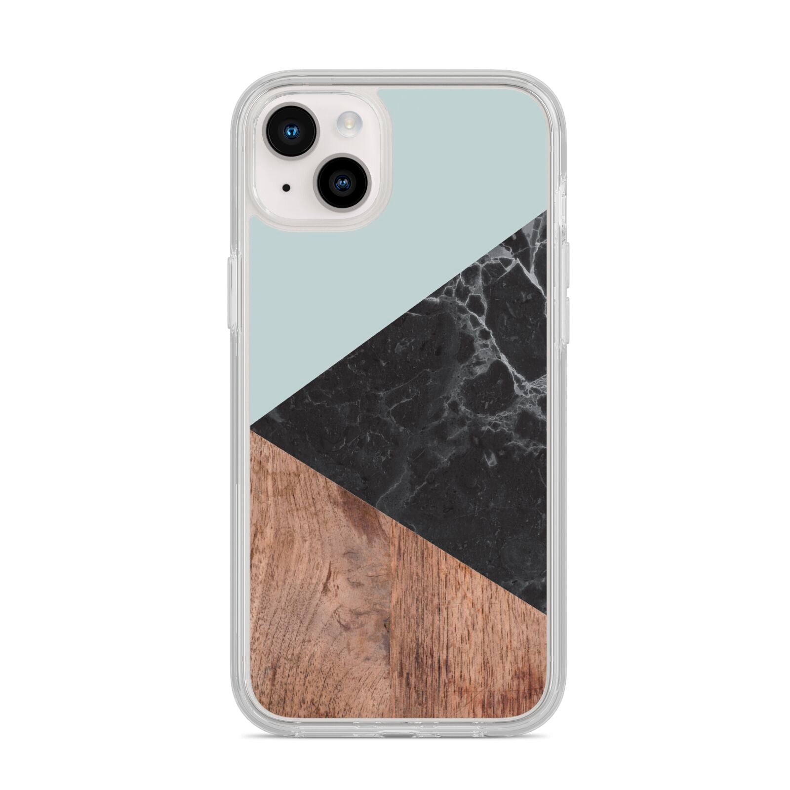 Marble Wood Geometric 2 iPhone 14 Plus Clear Tough Case Starlight