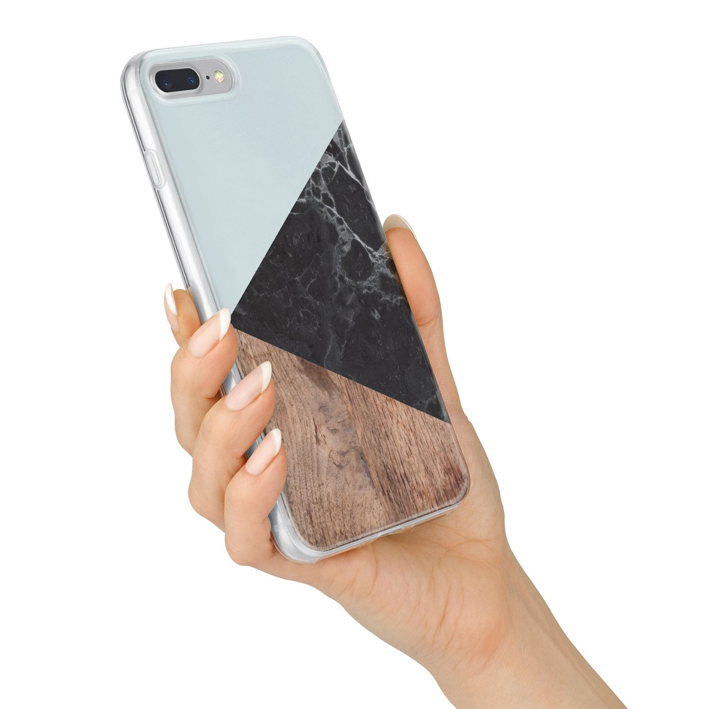 Marble Wood Geometric 2 iPhone 7 Plus Bumper Case on Silver iPhone Alternative Image