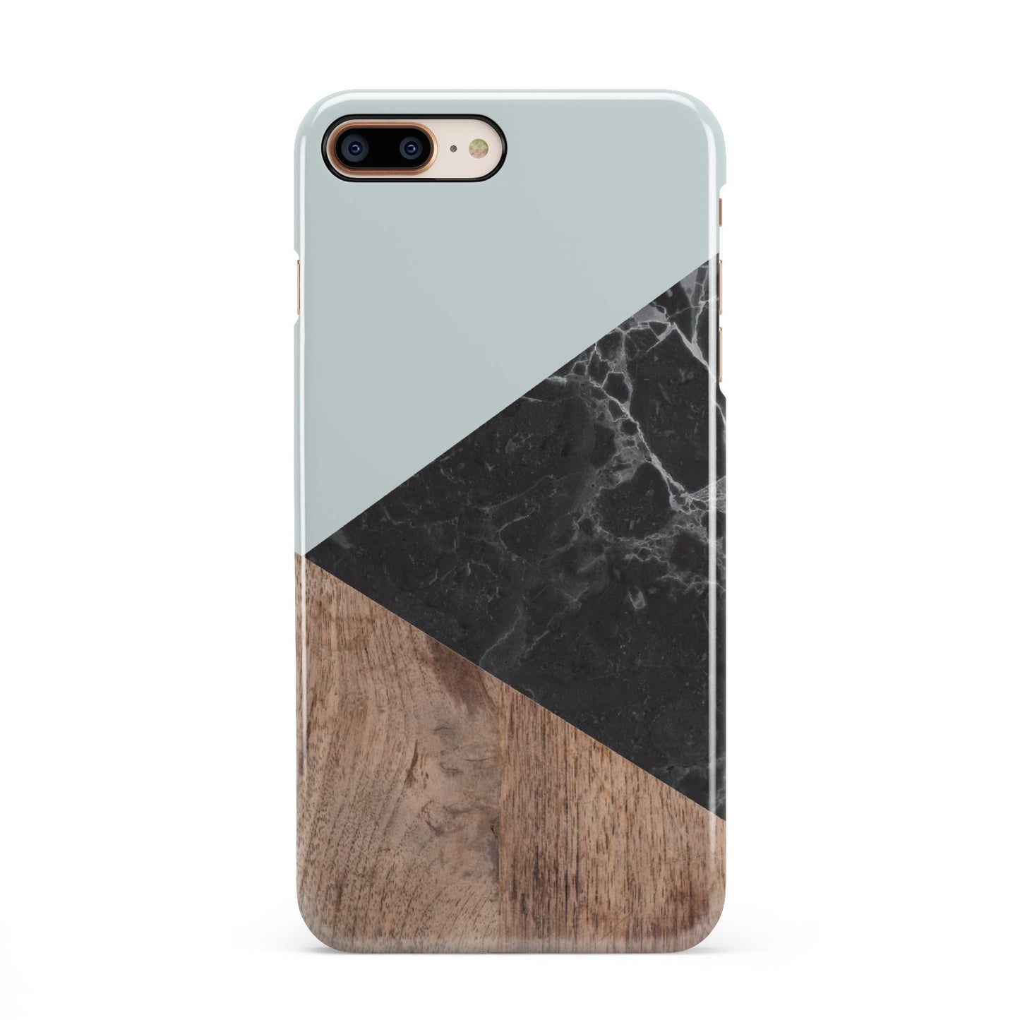 Marble Wood Geometric 2 iPhone 8 Plus 3D Snap Case on Gold Phone