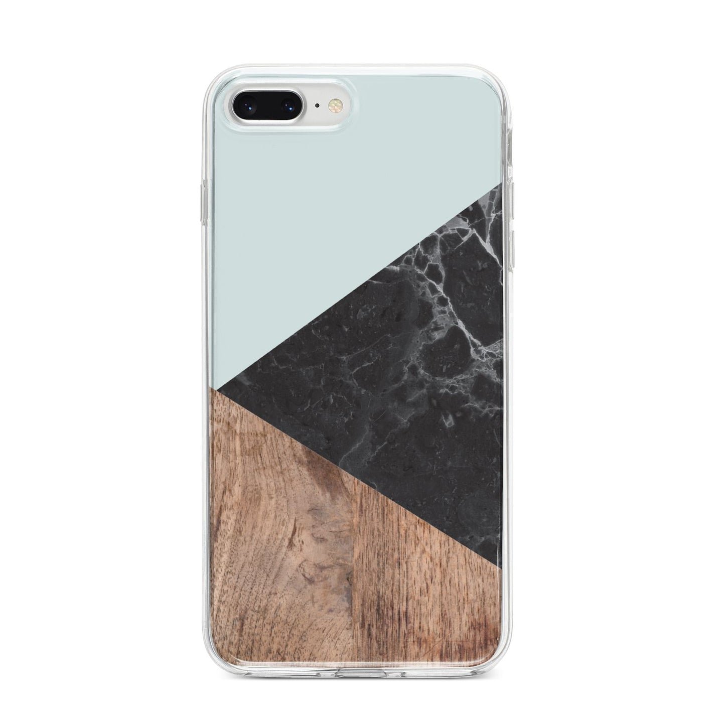 Marble Wood Geometric 2 iPhone 8 Plus Bumper Case on Silver iPhone