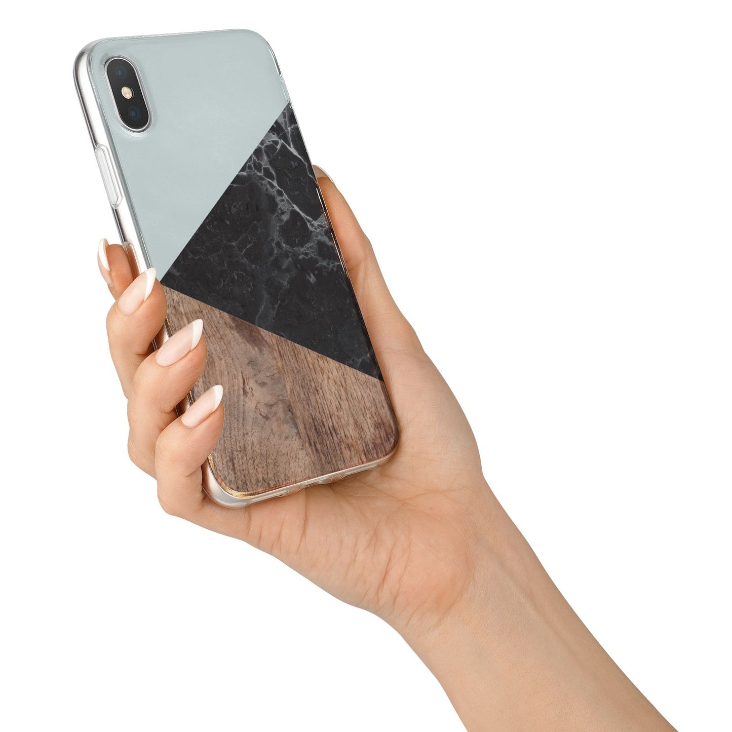 Marble Wood Geometric 2 iPhone X Bumper Case on Silver iPhone Alternative Image 2